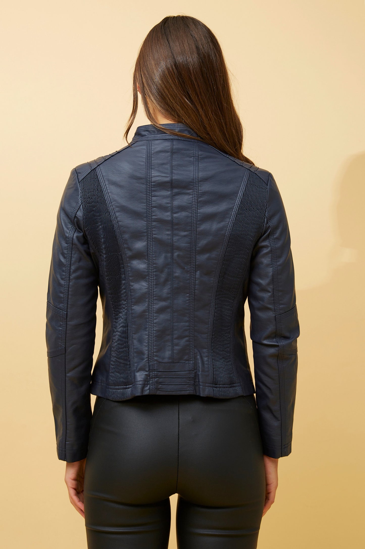 Leather Biker Jacket Navy J508609