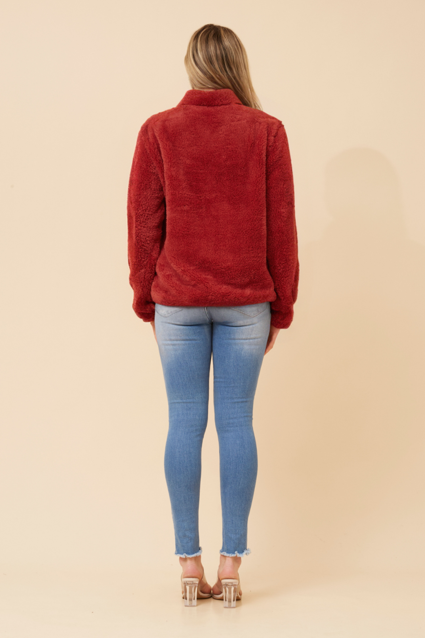 Front FAUX FUR Jacket- Cherrywood J508971