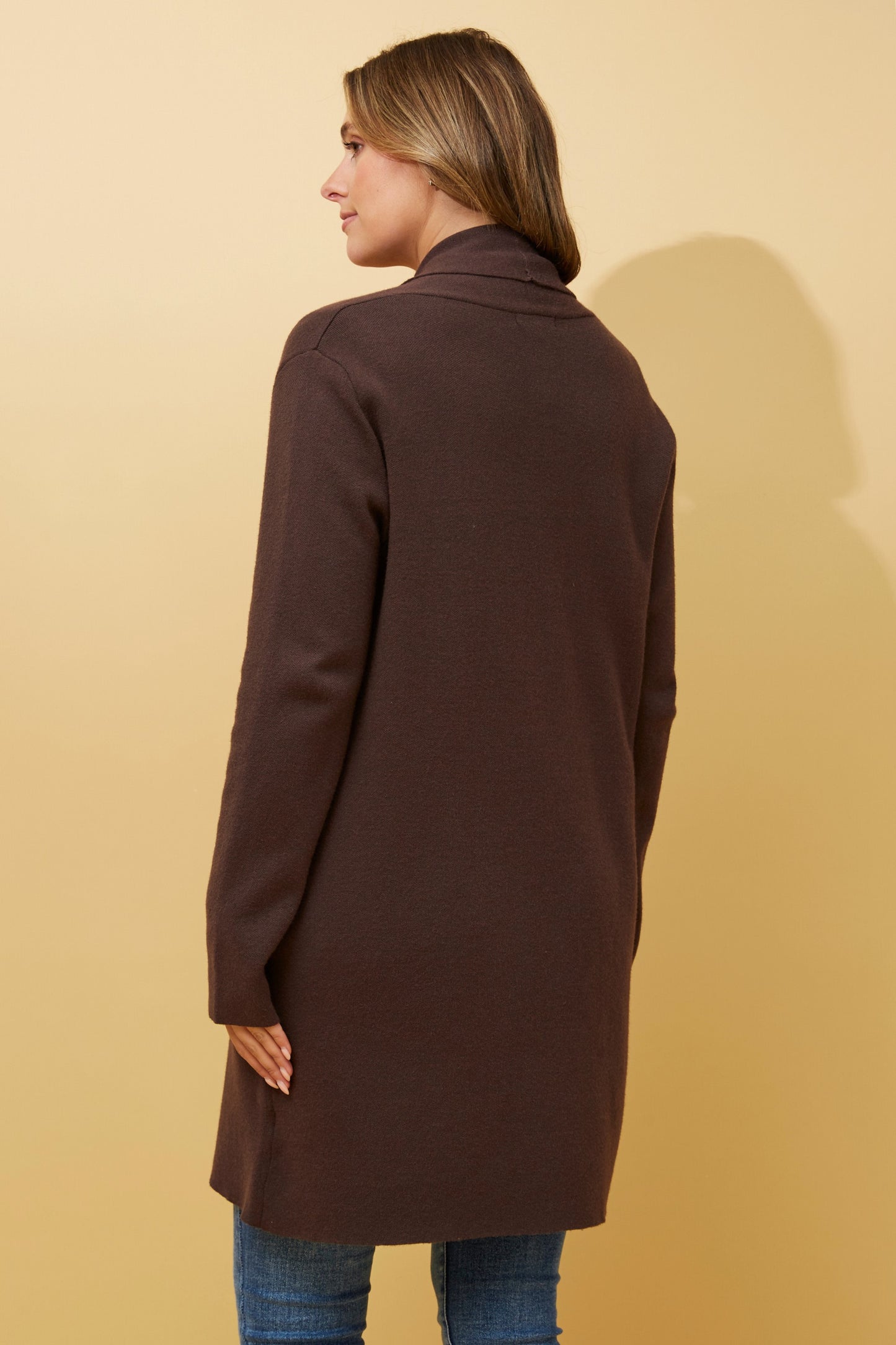 Shawl Collar Knitted Cardigan KC508475 Chocolate