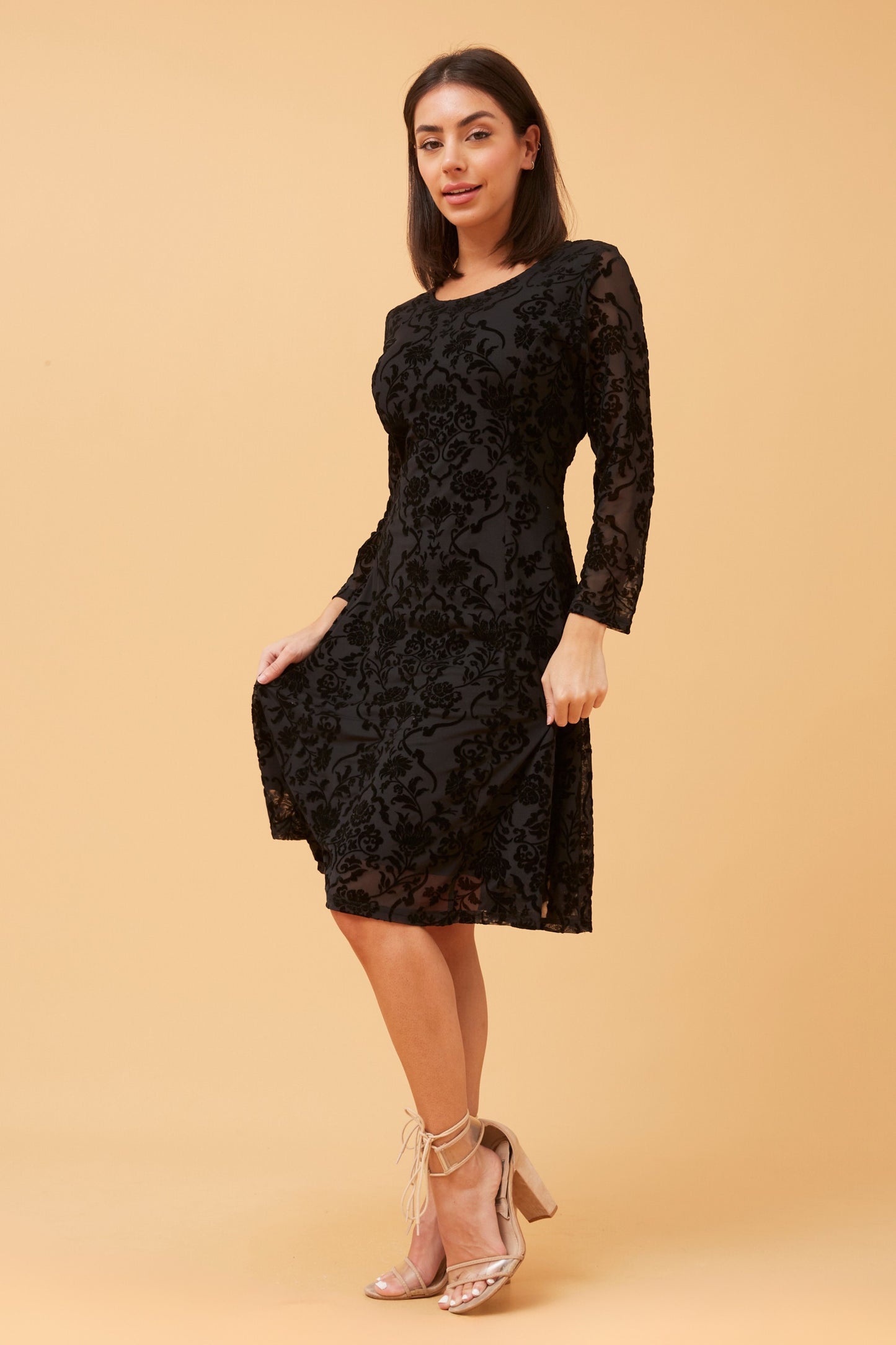 Anna Floral Flocked Dress D520158