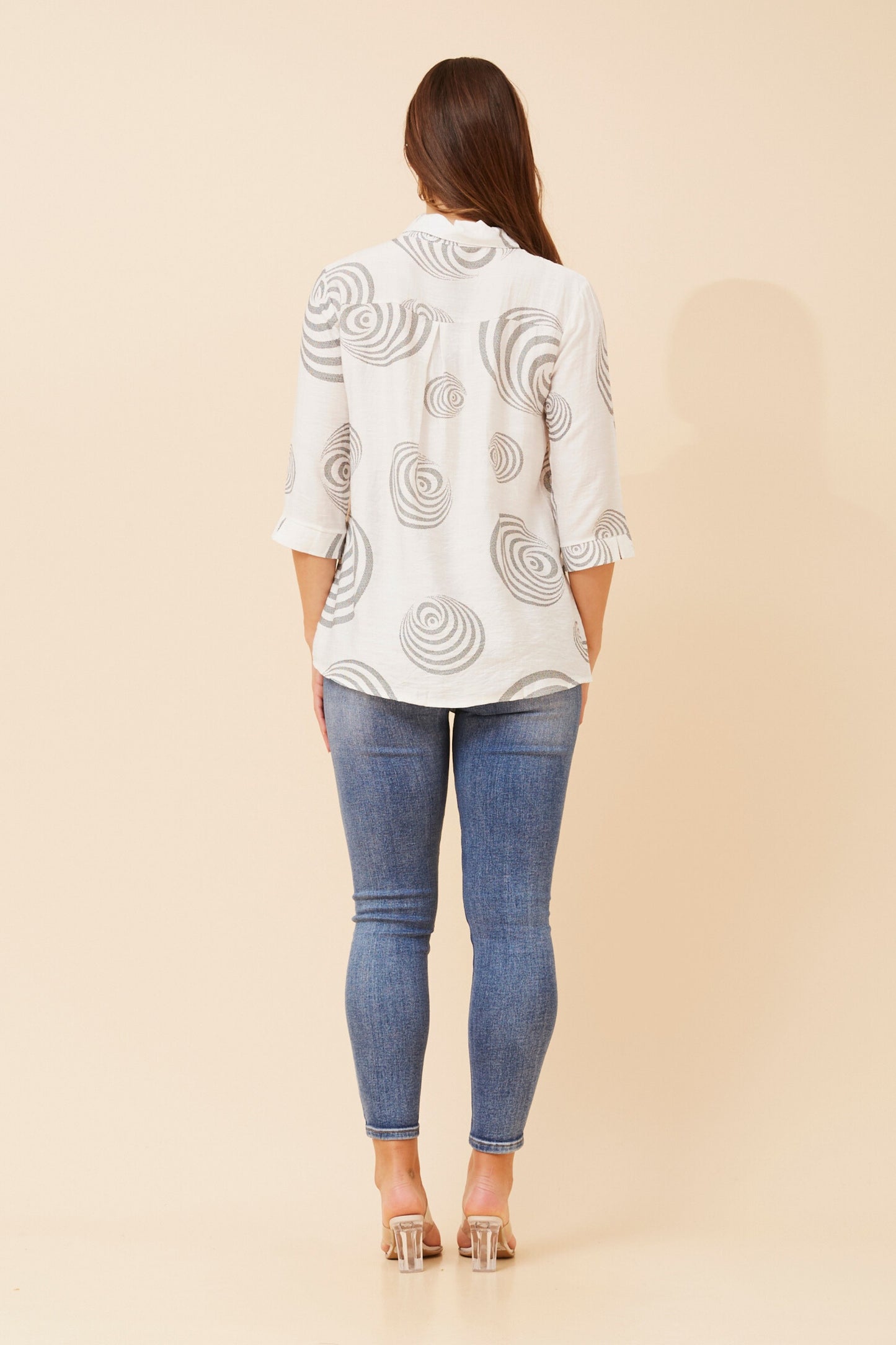 Bella Abstract Printed Shirt T523432 White & Black