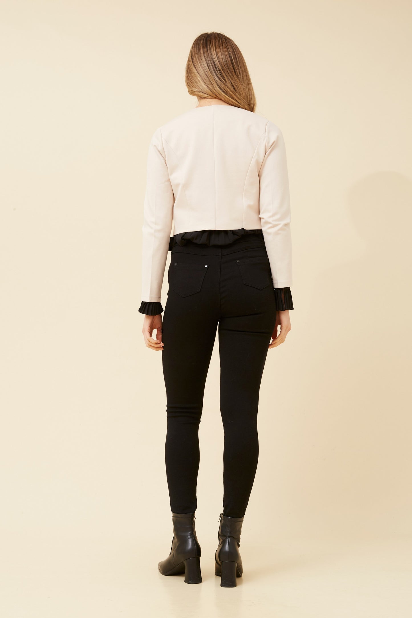 Volare Diamante Detail Crop Jacket J522958 Stone