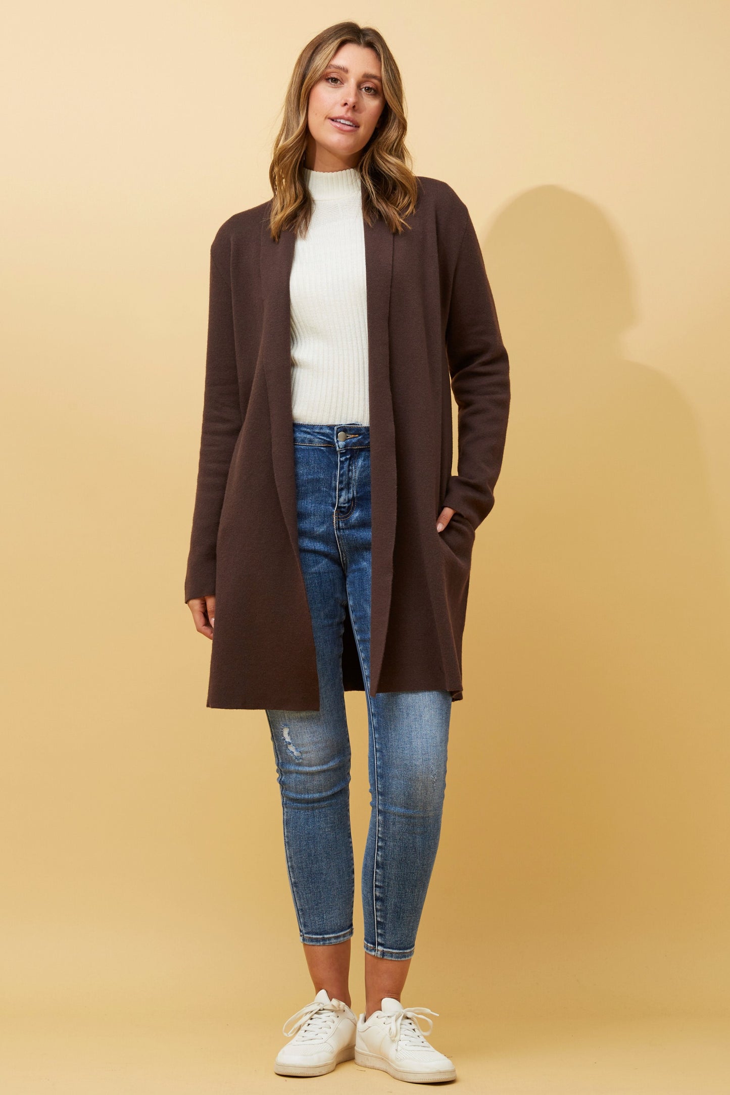 Shawl Collar Knitted Cardigan KC508475 Chocolate