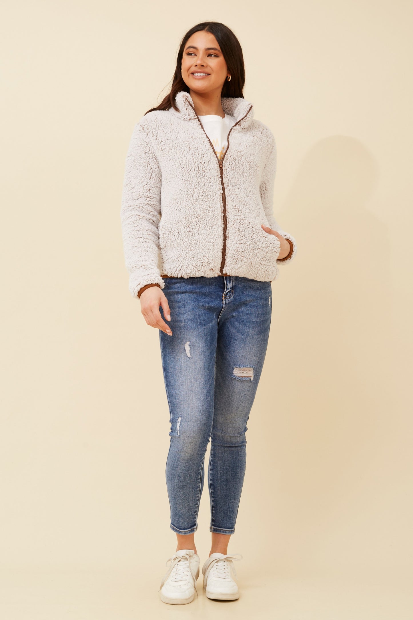 Alex Faux Jacket J519247 Beige