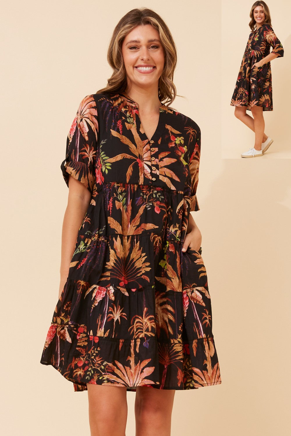 Sariya Leaf Print Dress D524142