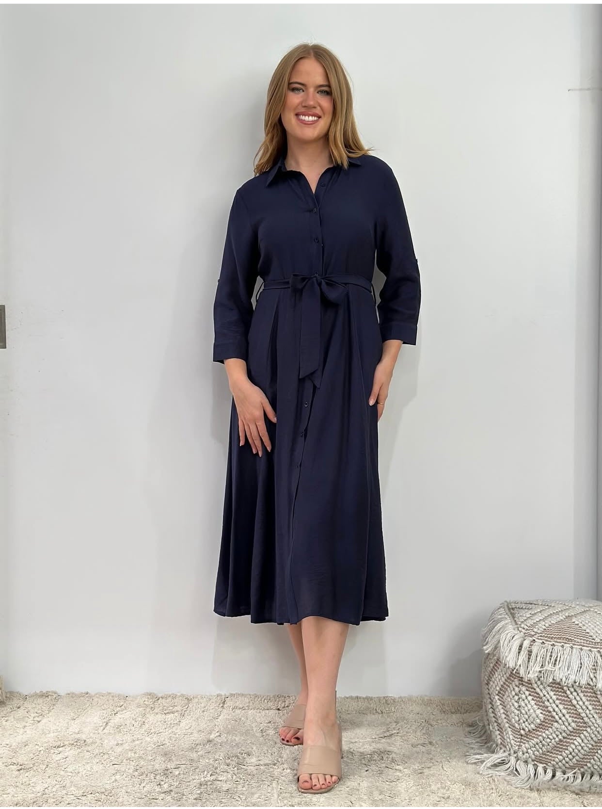 Inea Midi Shirt Dress Navy