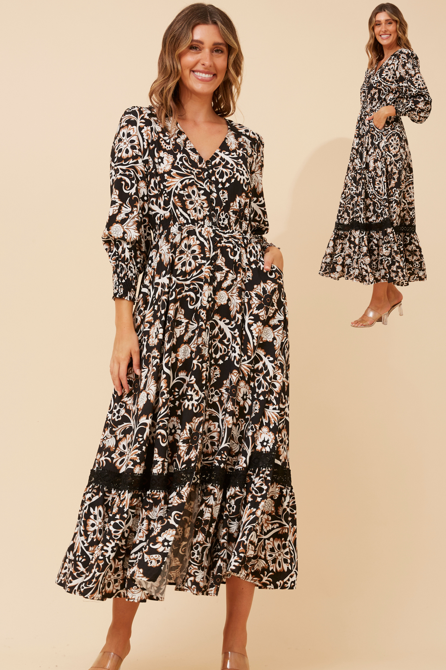 Mira Floral Print Maxi Dress D735634