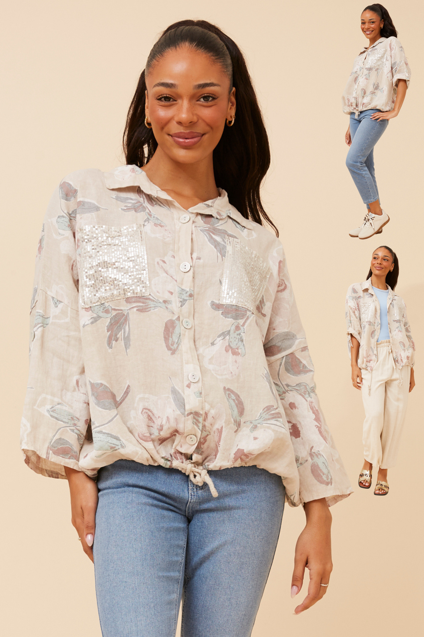 Amore Italian Top T526956 Linen