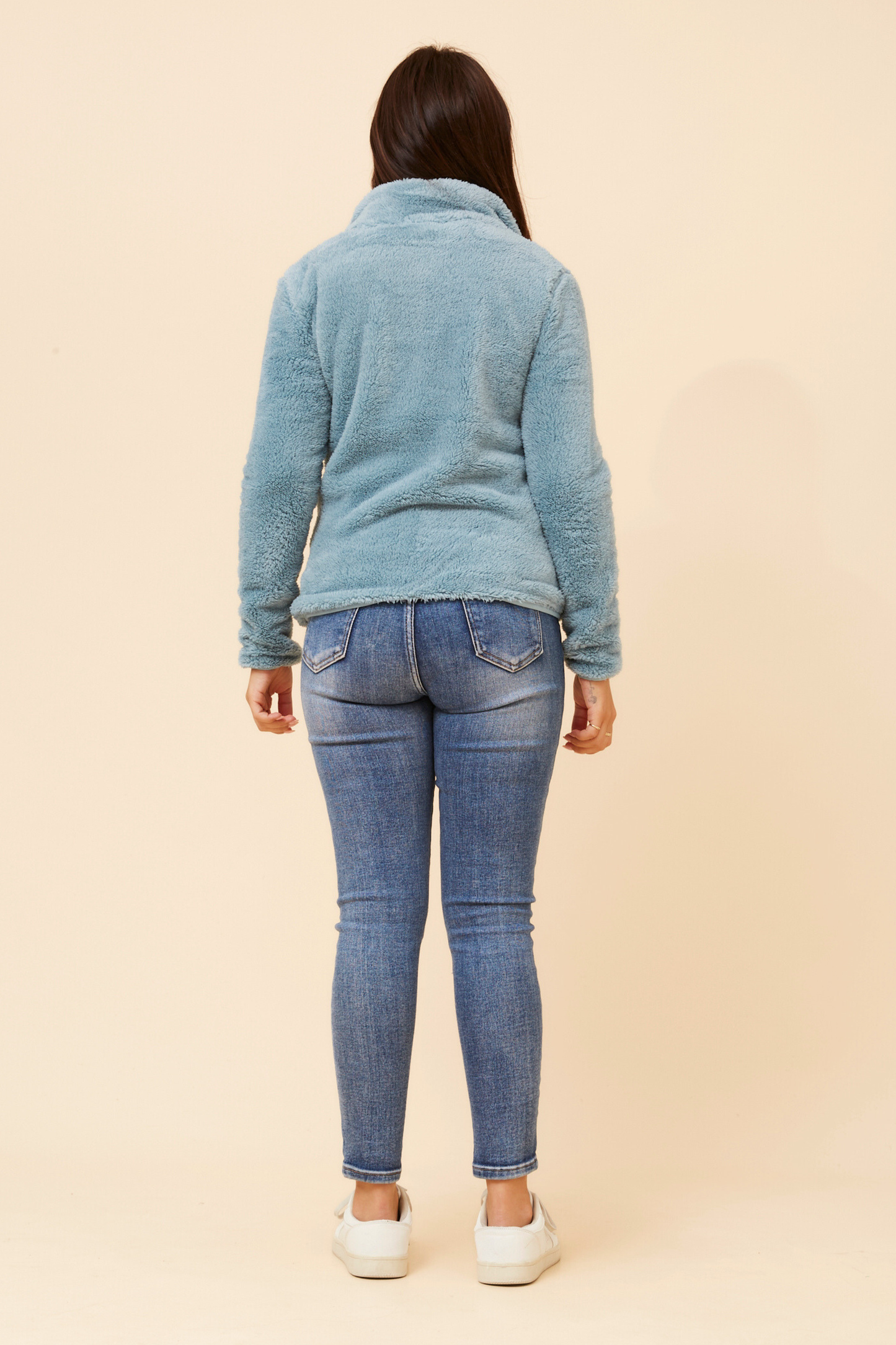 Front FAUX FUR Jacket- Blue Breeze J508971