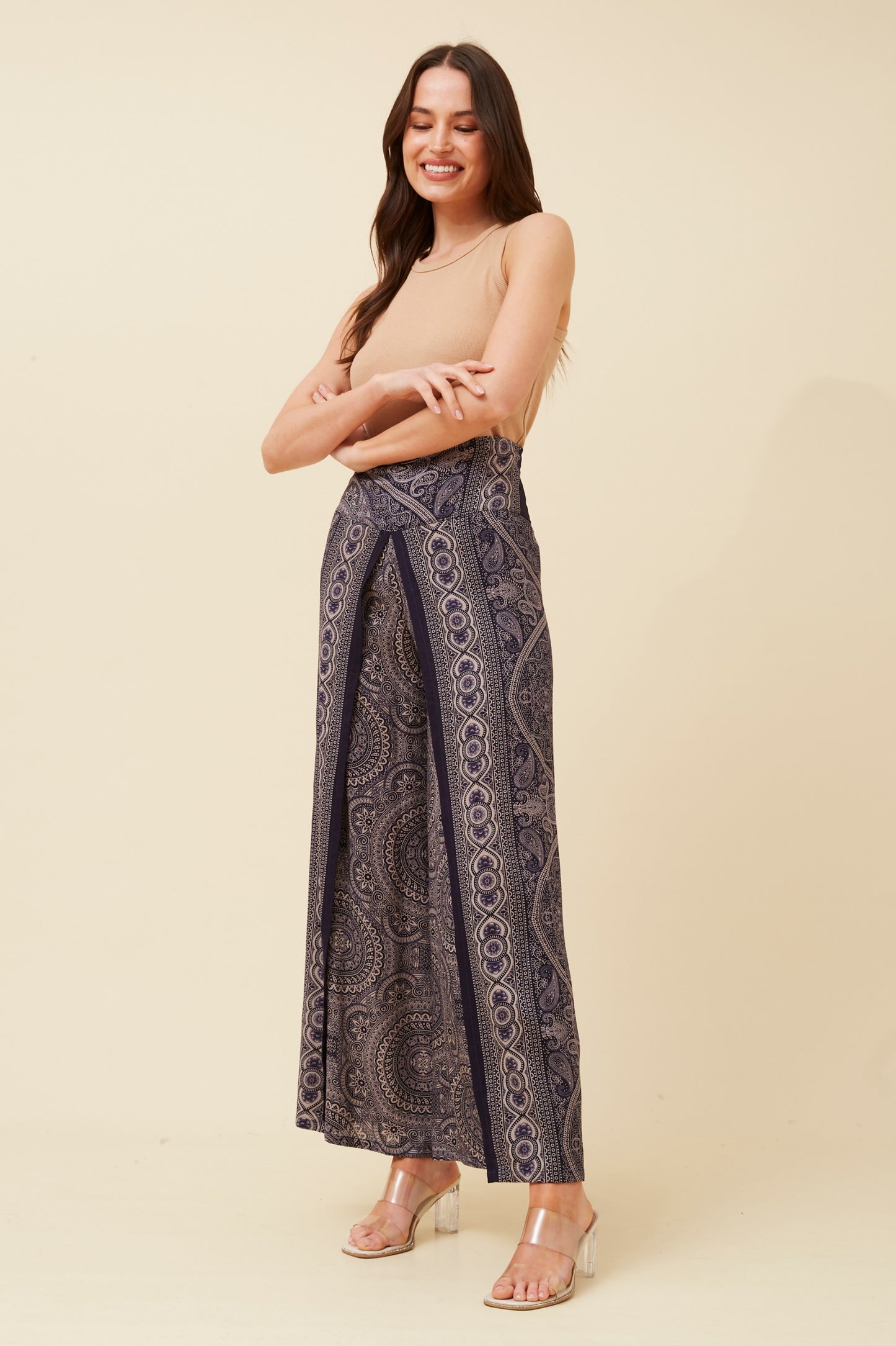 Elephant Printed Pant P520839- Navy