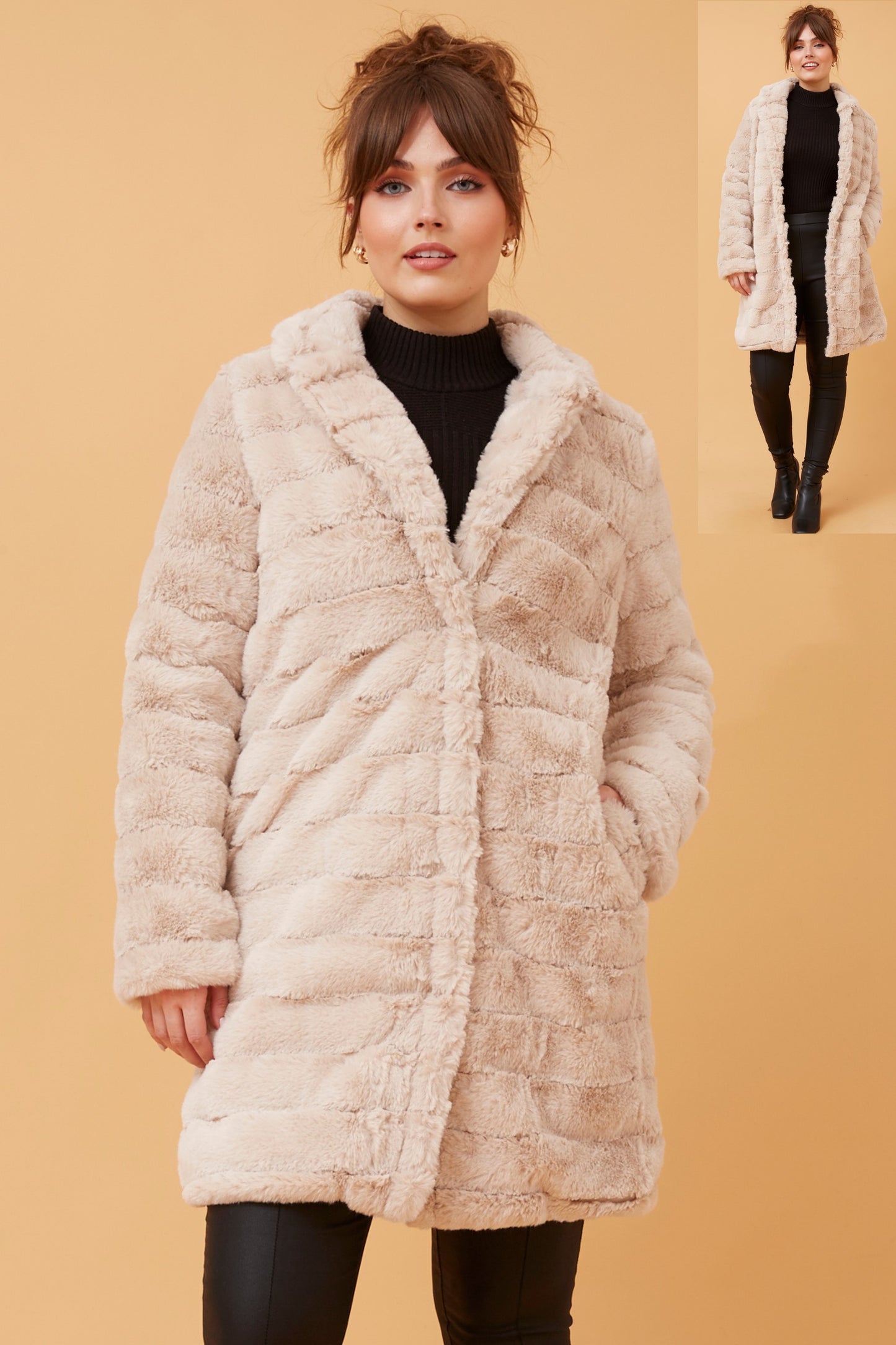 Sanna Faux Fur Coat - Beige
