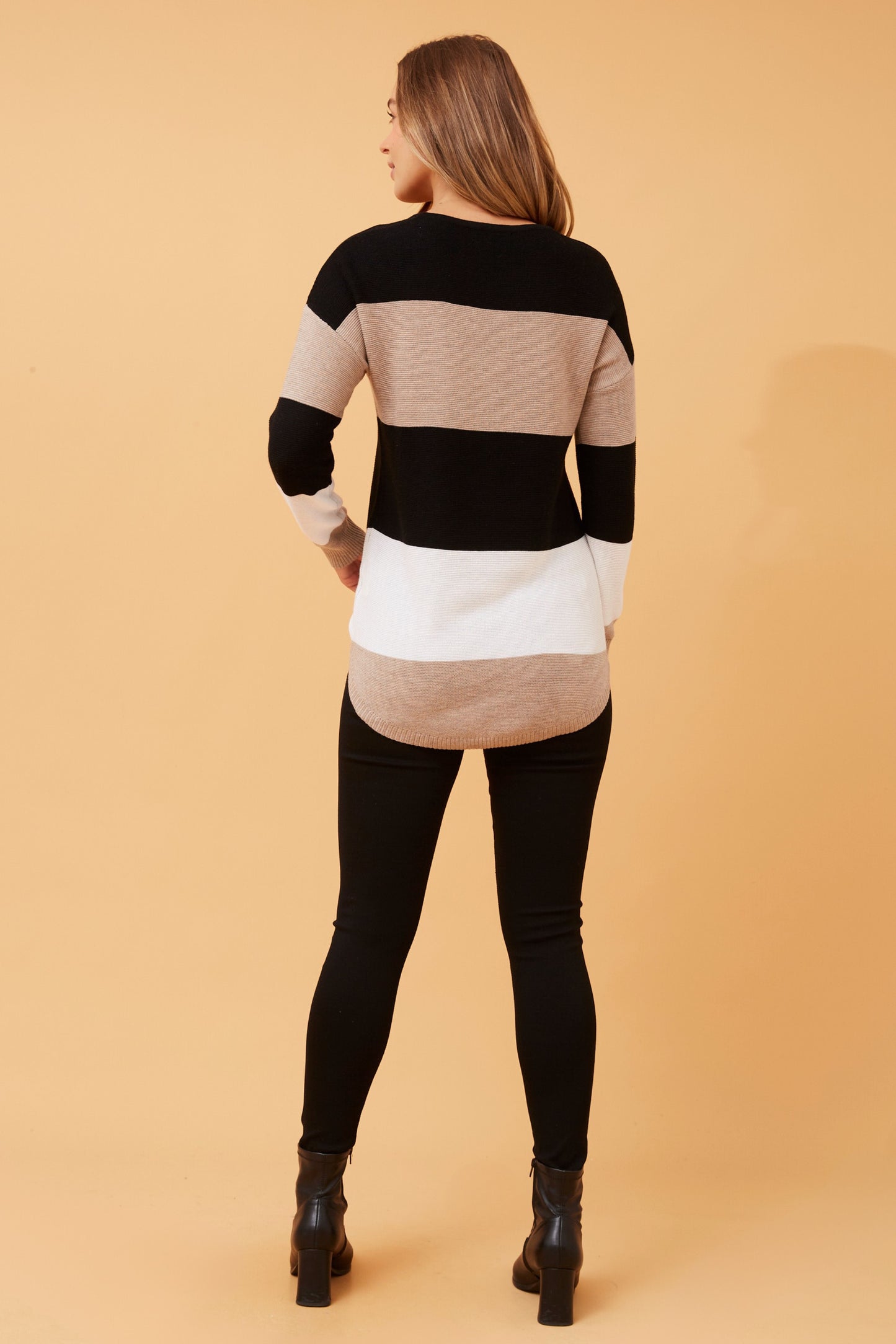 Olivia Colour Block Knit Jumper - Camel KP507819