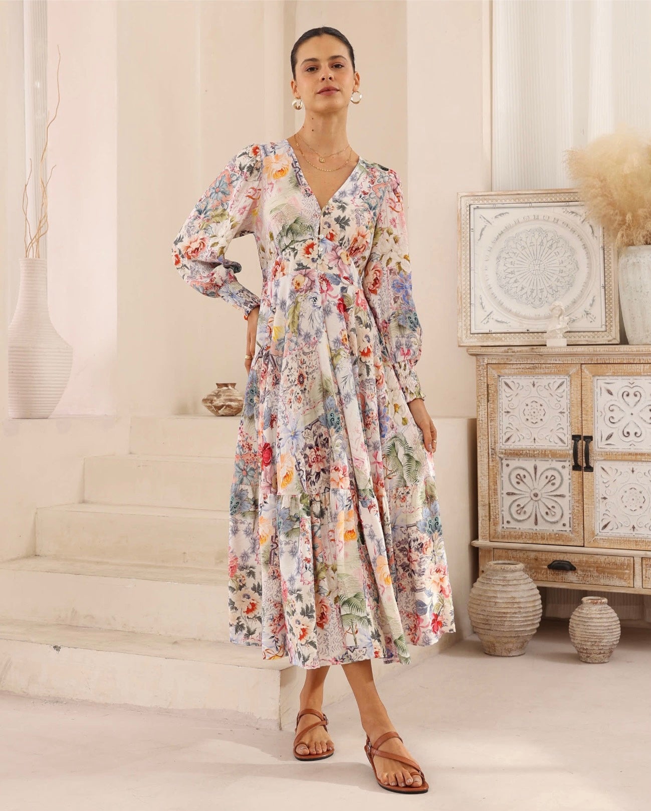 Irish Floral Print Maxi Dress