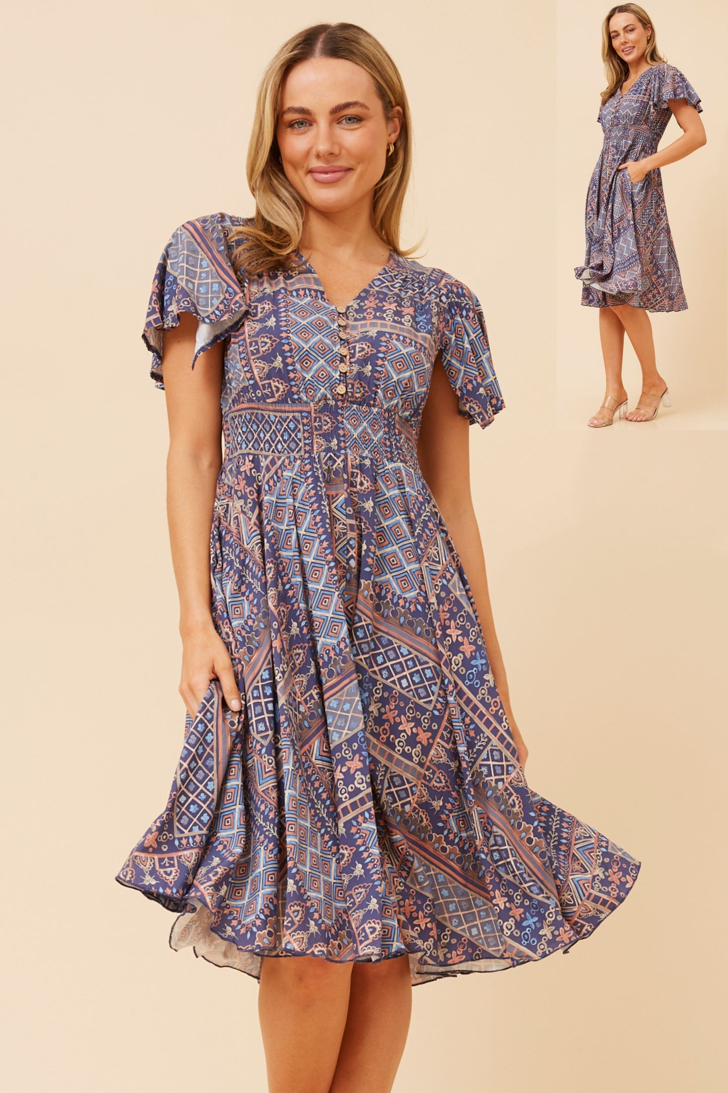Sandy Abstract Printed Dress D734716
