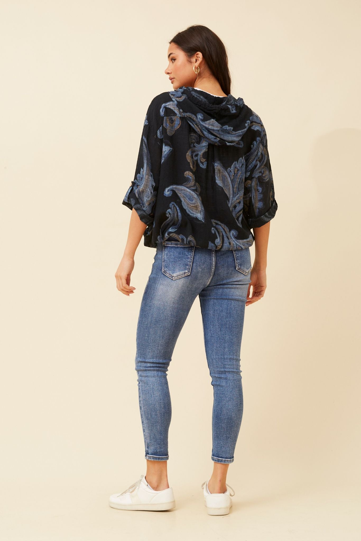 Seta Paisley Printed Hoody Jacket J522888 Black