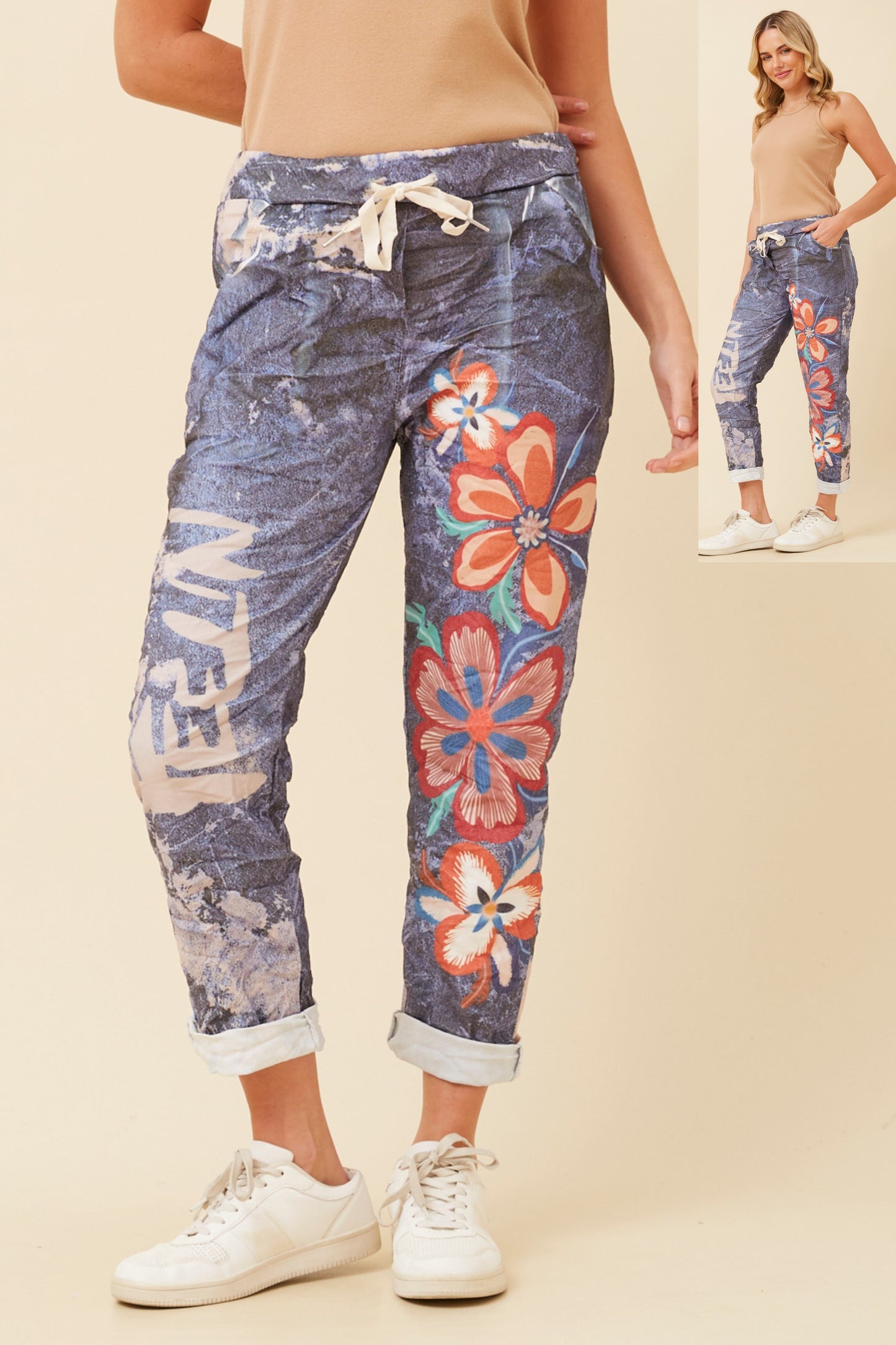Lucia Italian Floral Pant P523793 Blue