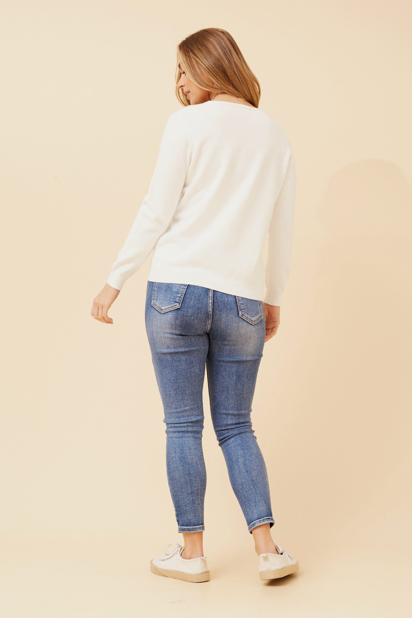 Elira Pearl Detail Knit KP733646 White