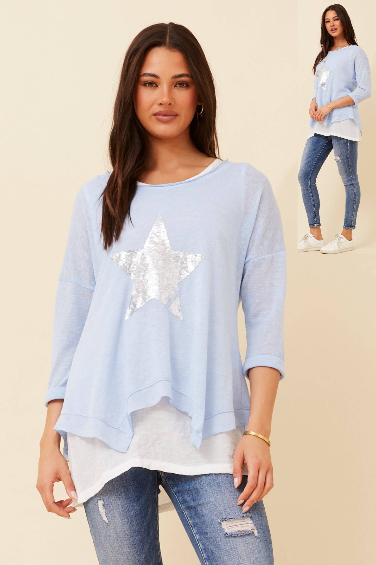 Axel Star Print Blouse T508236 SkyLight