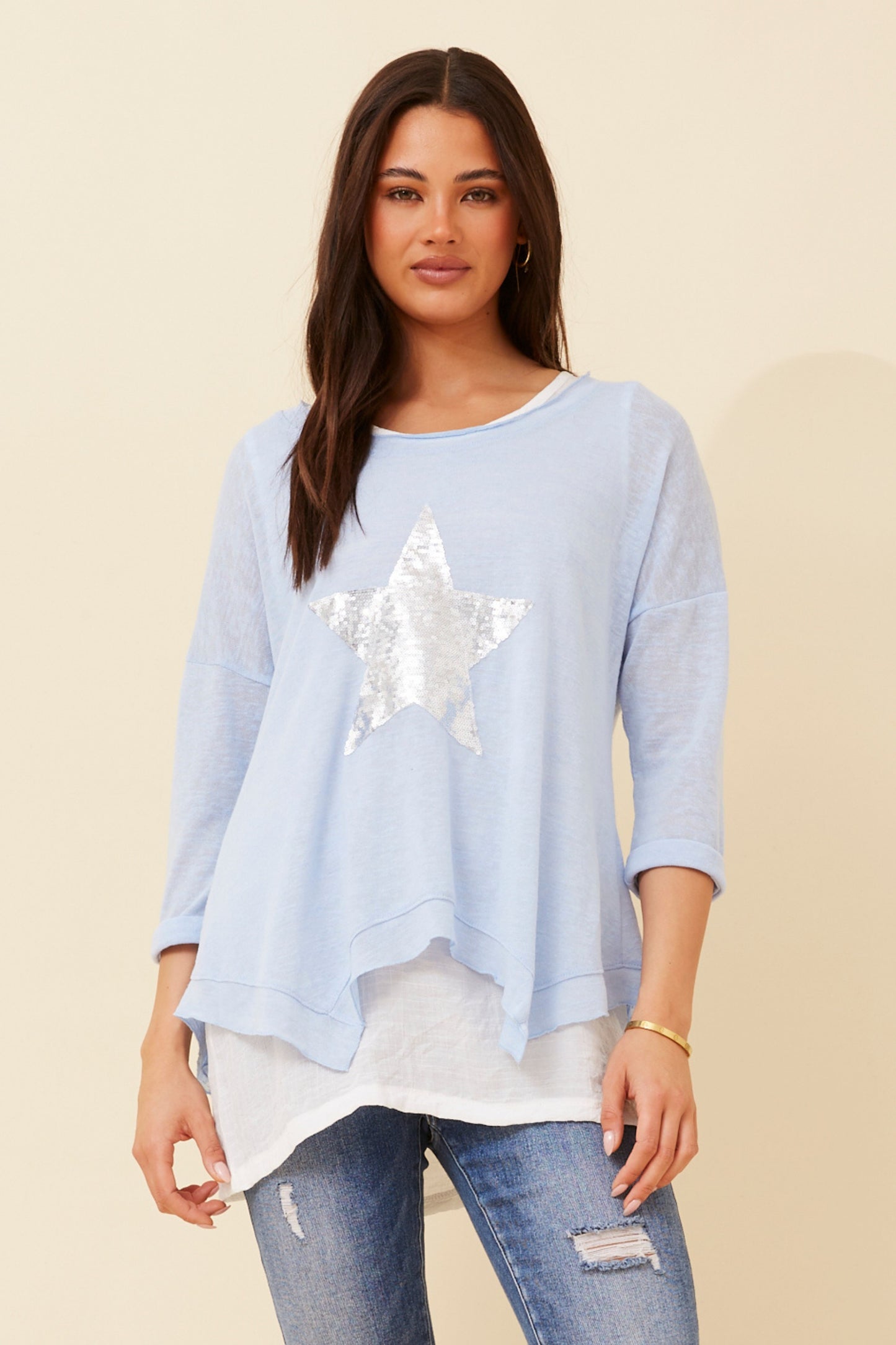 Axel Star Print Blouse T508236 SkyLight