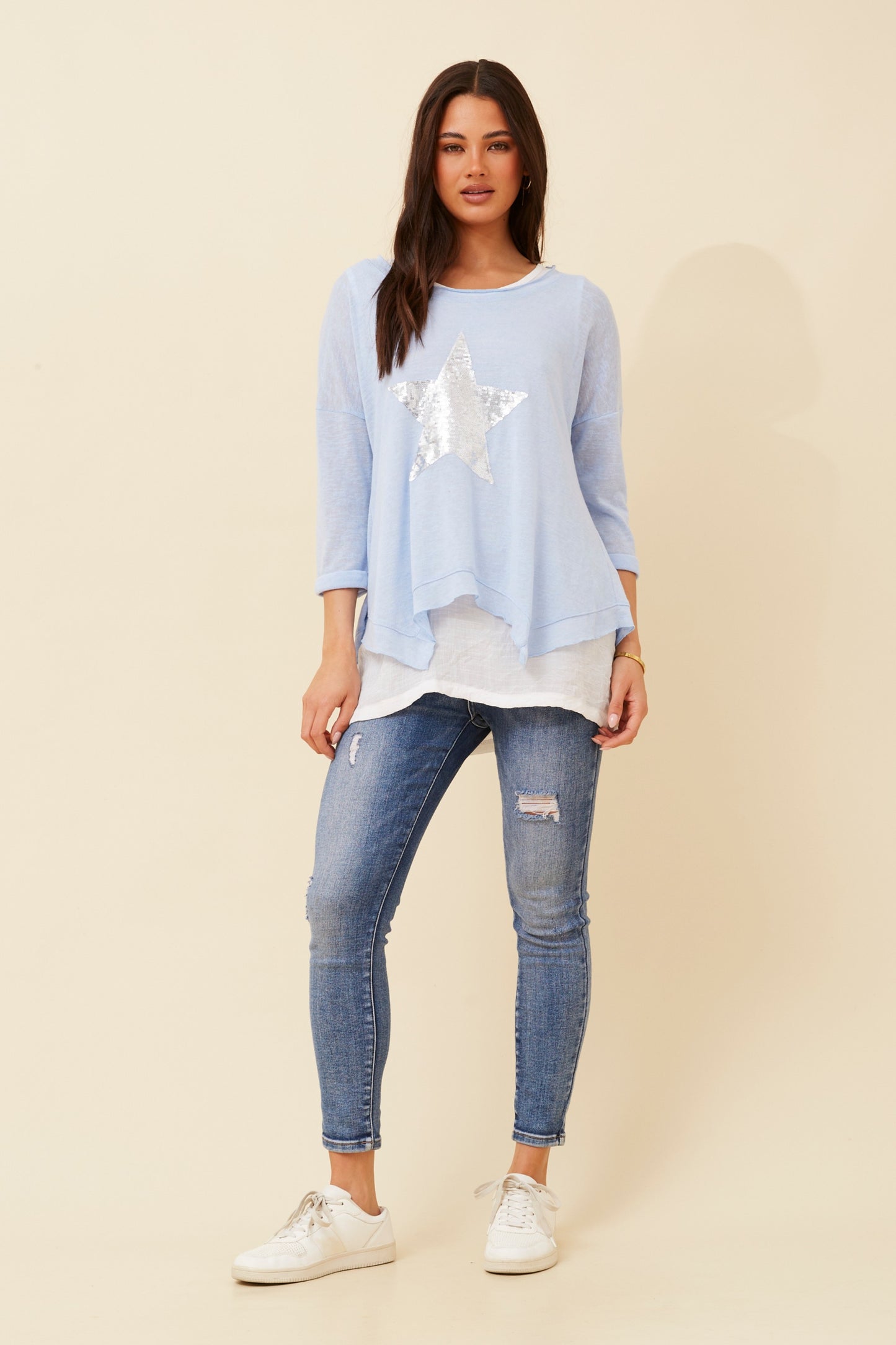 Axel Star Print Blouse T508236 SkyLight