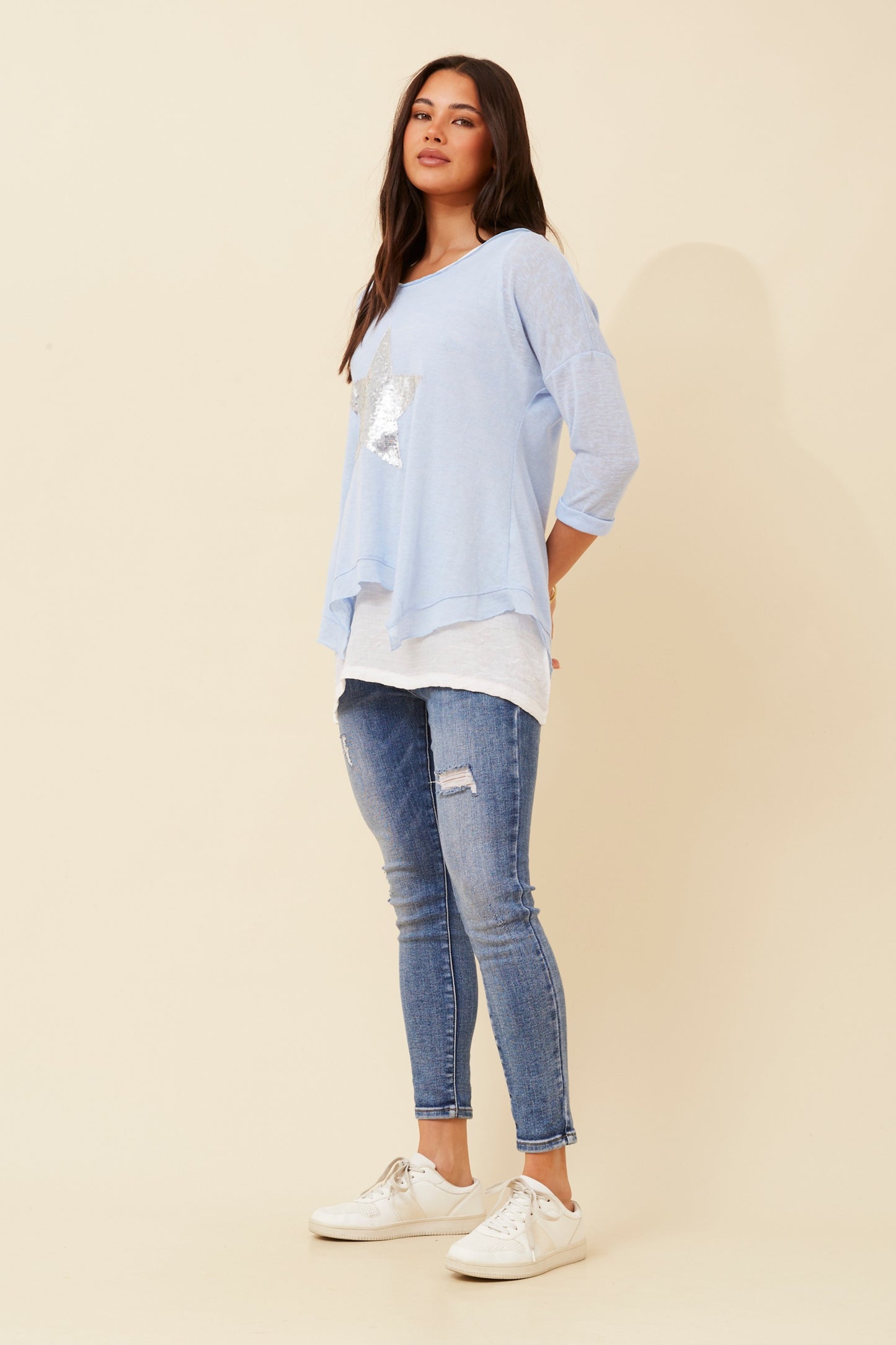 Axel Star Print Blouse T508236 SkyLight