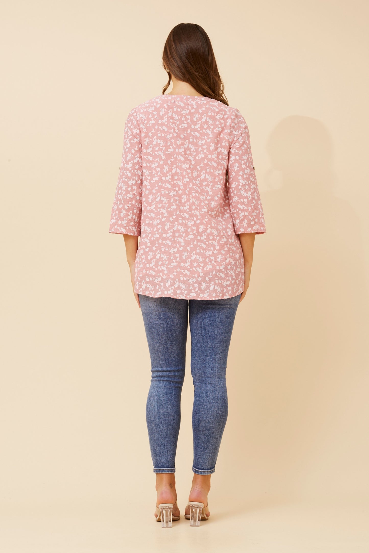 Edie Floral Print Button Top - Pink T523600
