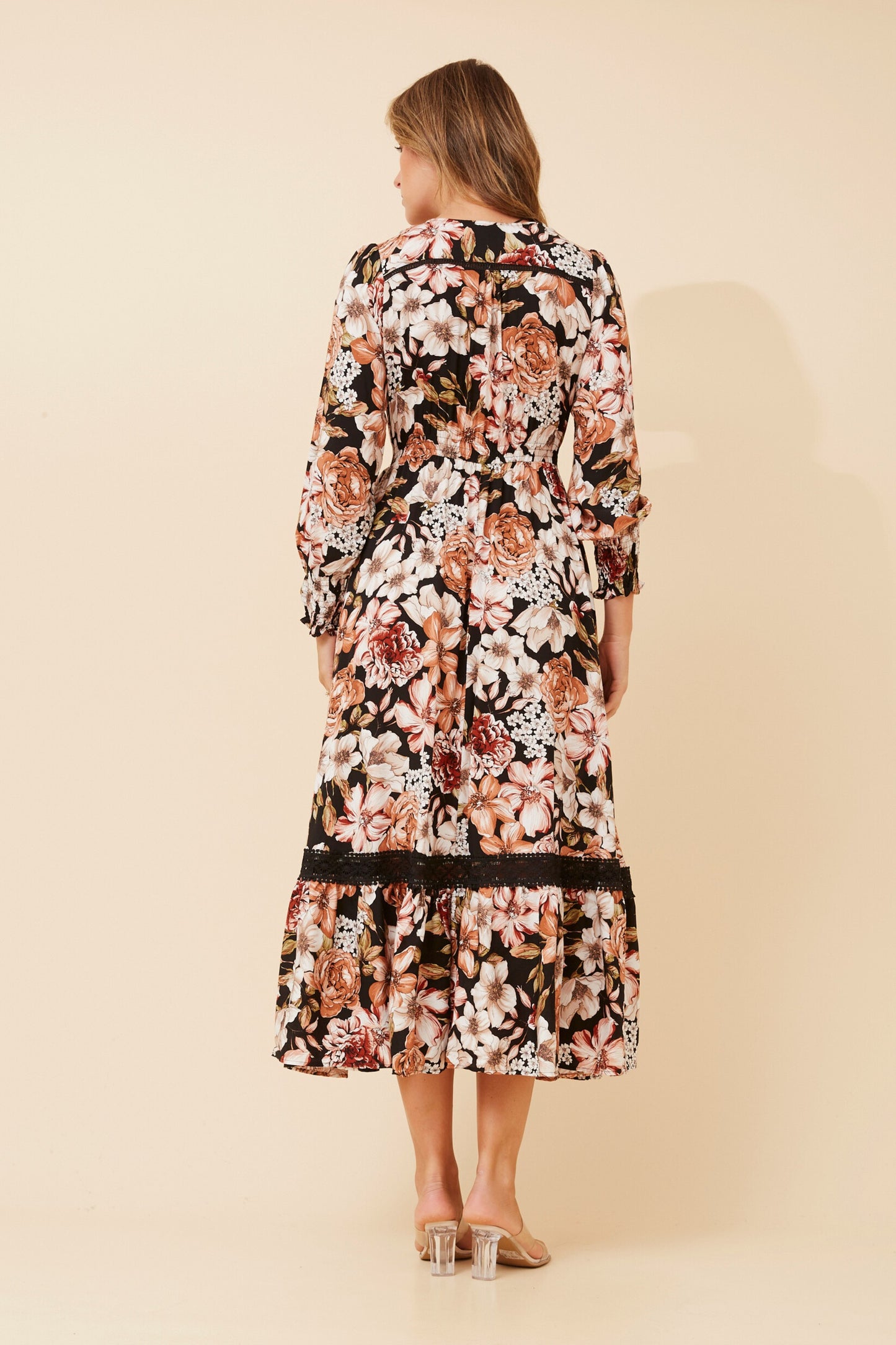 Indi Flower Print Maxi Dress - D524249 Multi Black