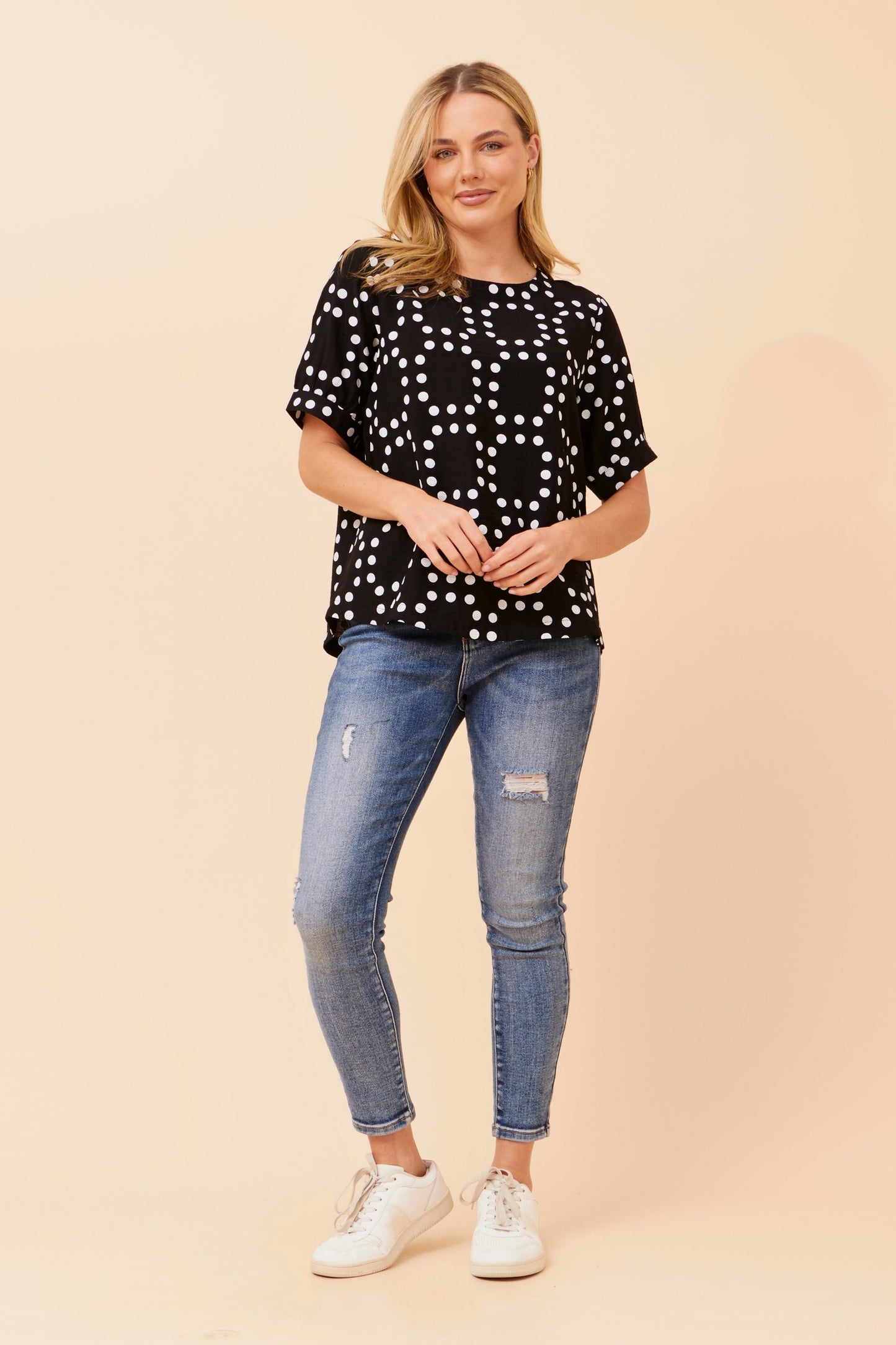 Carolyn Polka Dot Top T523300 Black