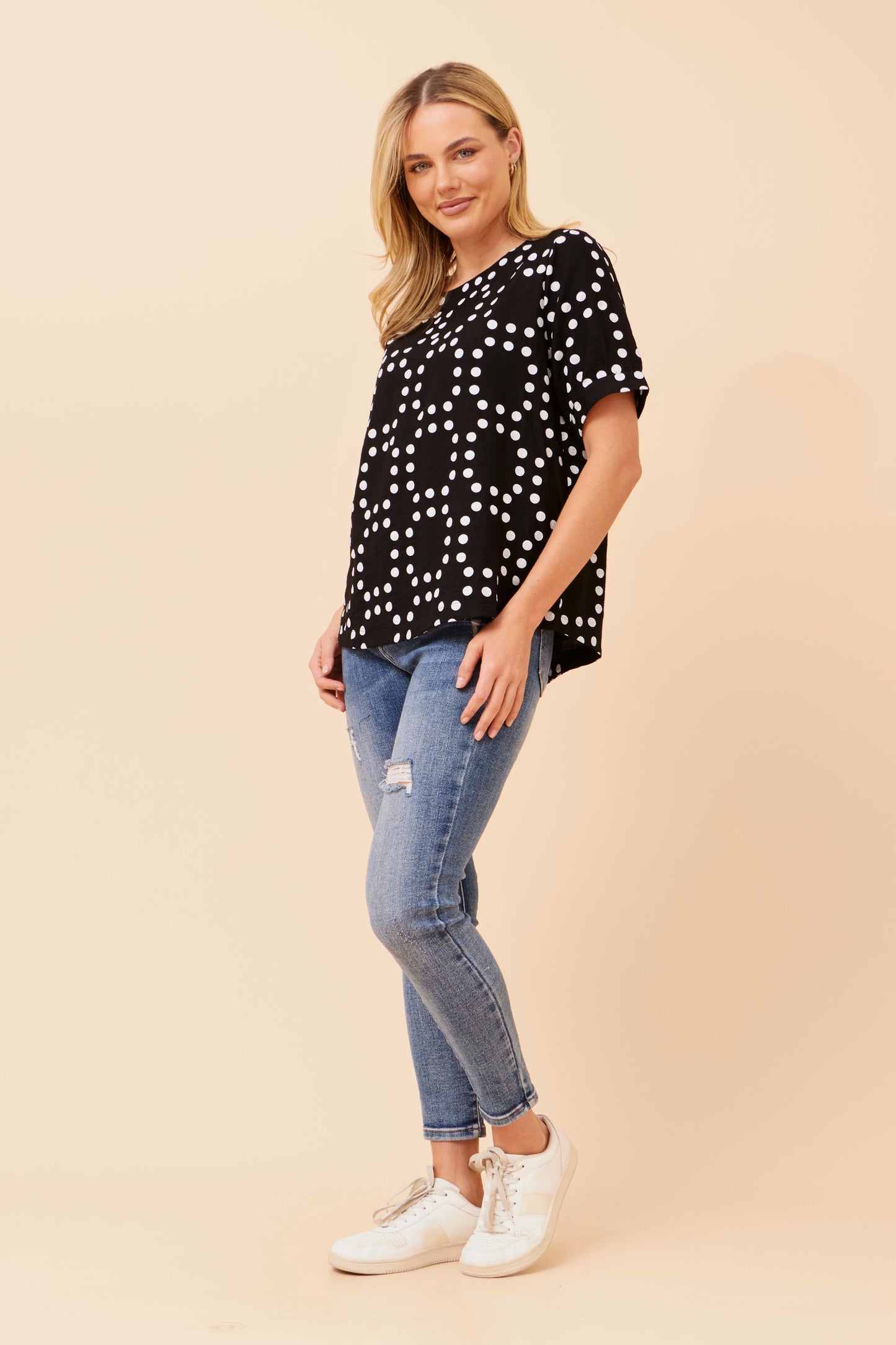 Carolyn Polka Dot Top T523300 Black
