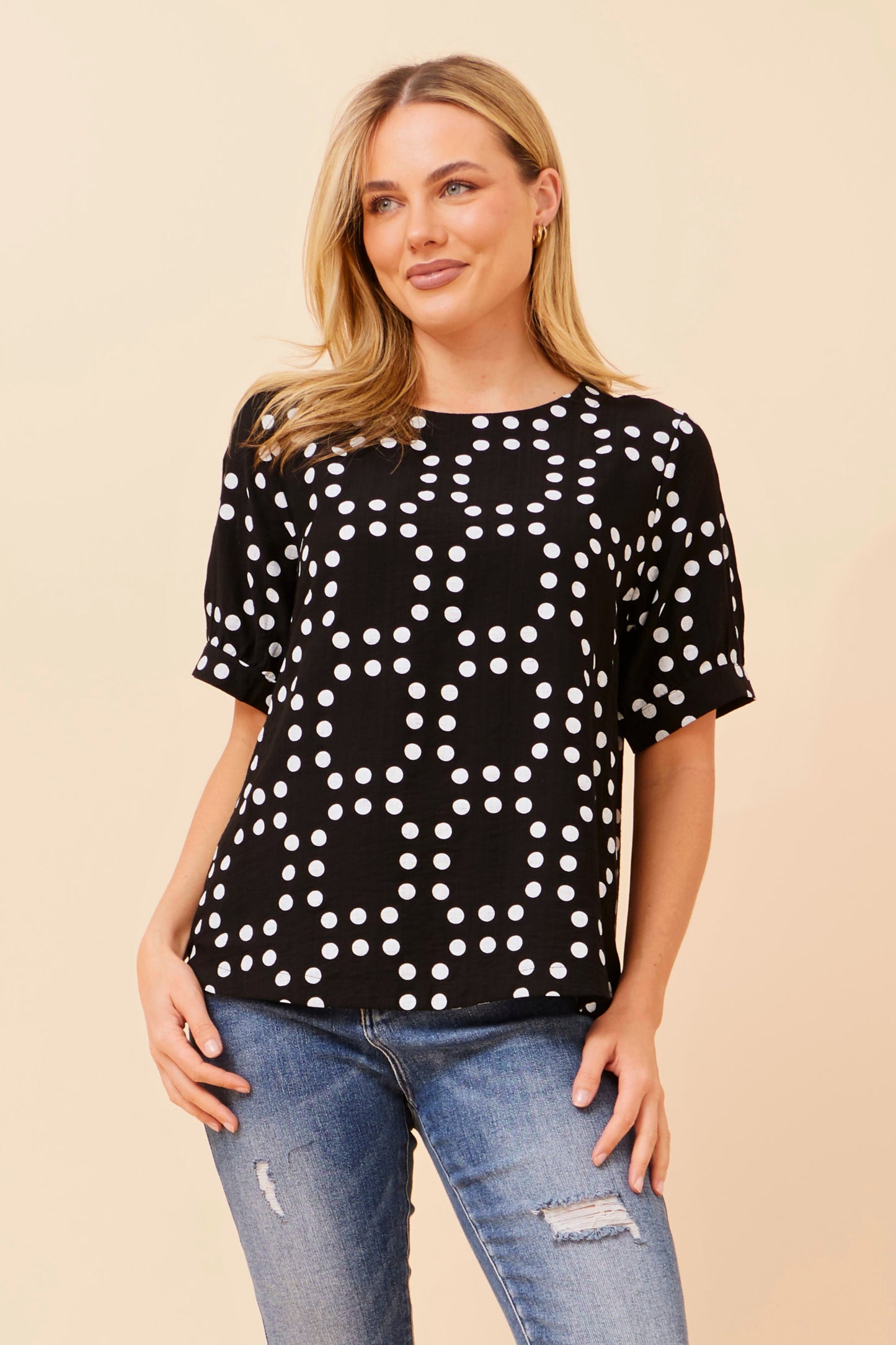 Carolyn Polka Dot Top T523300 Black