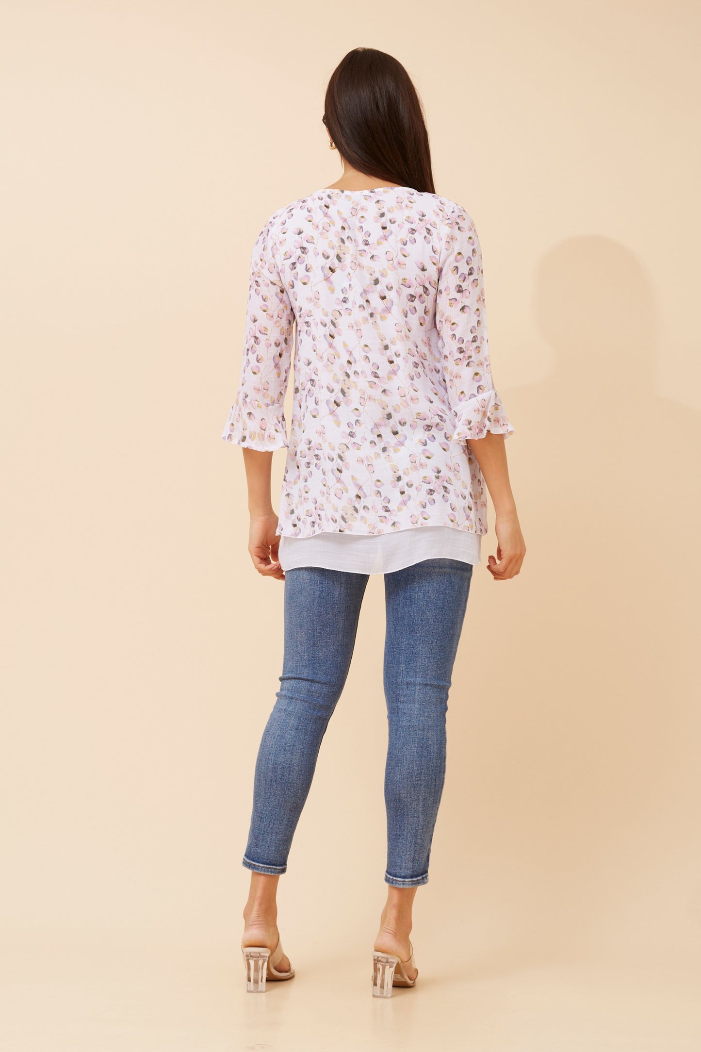 Leon Double Layer Printed Top T523346 Pink