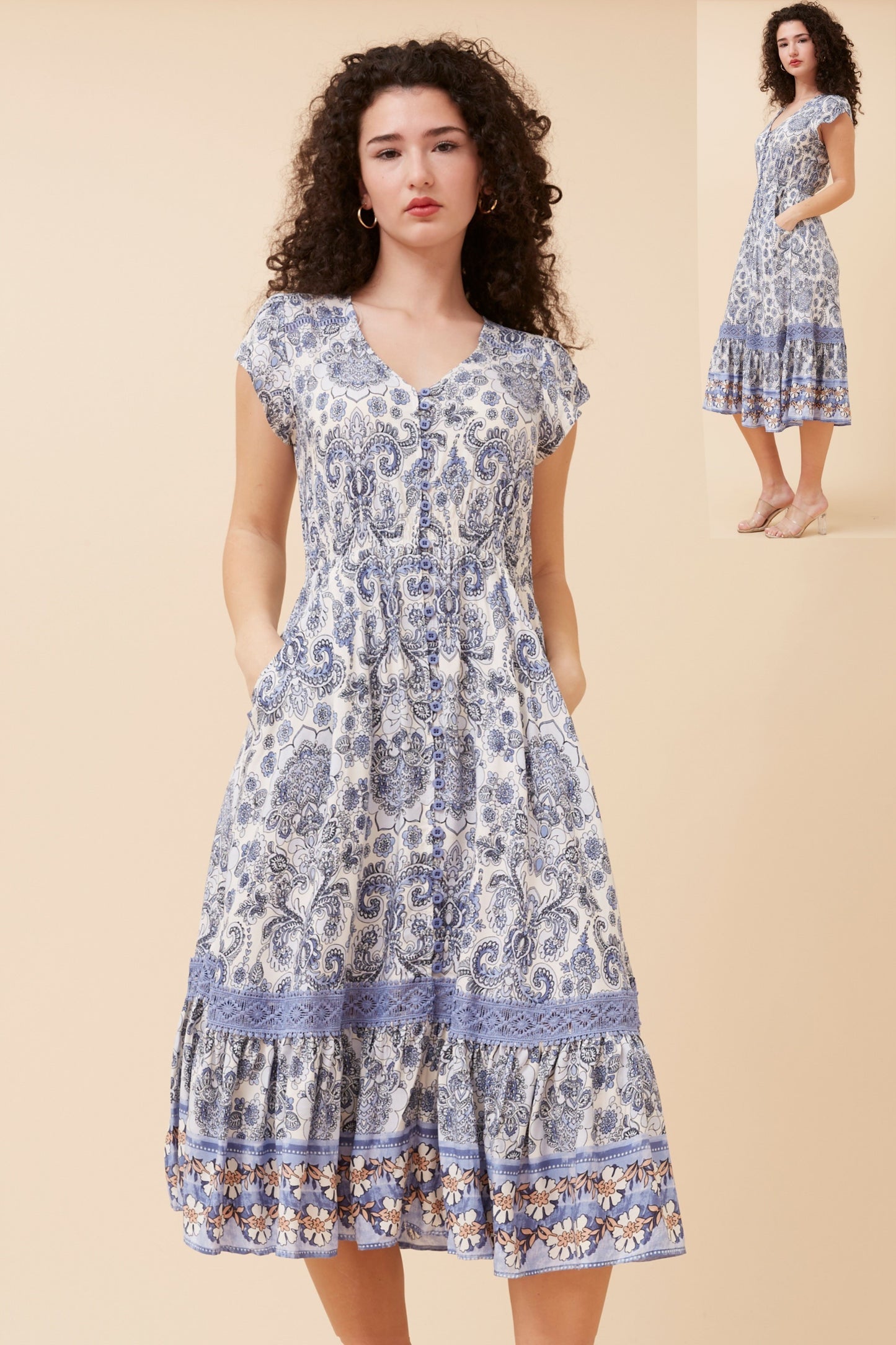 Inara Flower Print Midi Dress - D523258