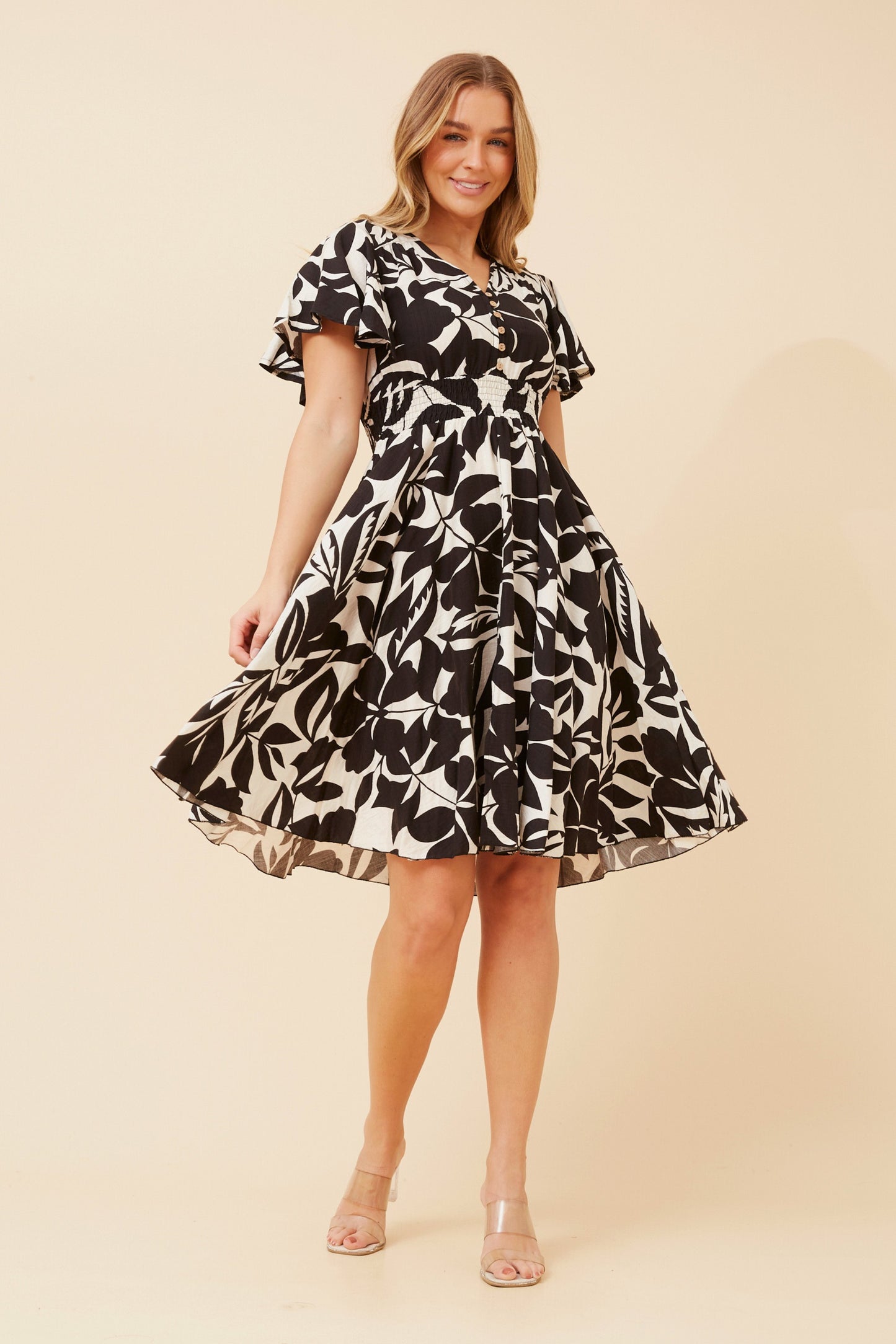 Sana Leaf Print Dress D523295