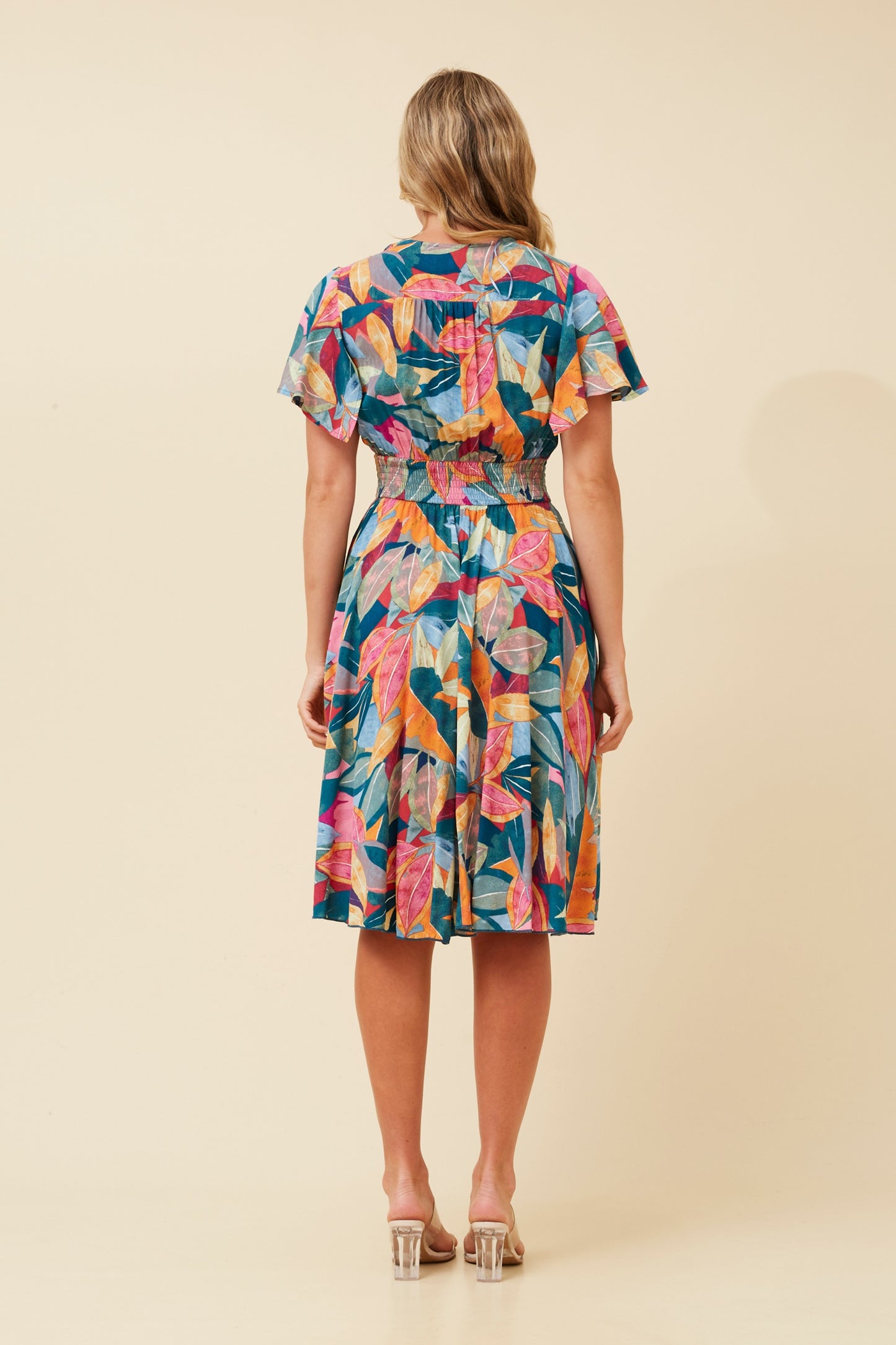Sana Leaf Print Dress D519043