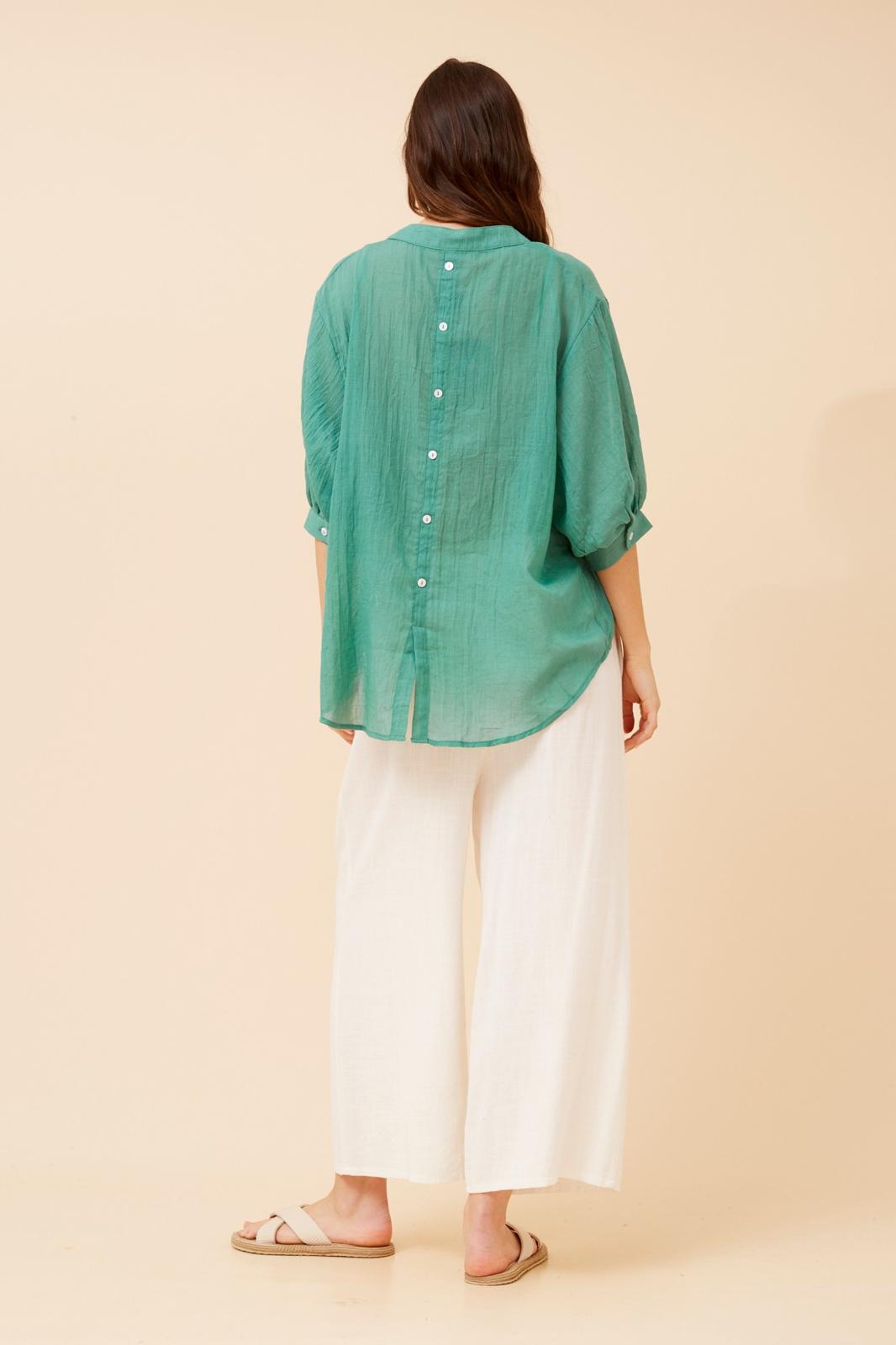 Rosa Shirt with Back Button Detail -Gumleaf T511586