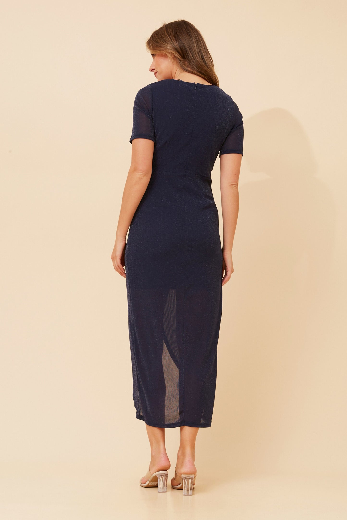 Lyla Shimmer Crossover Dress D525579 Navy