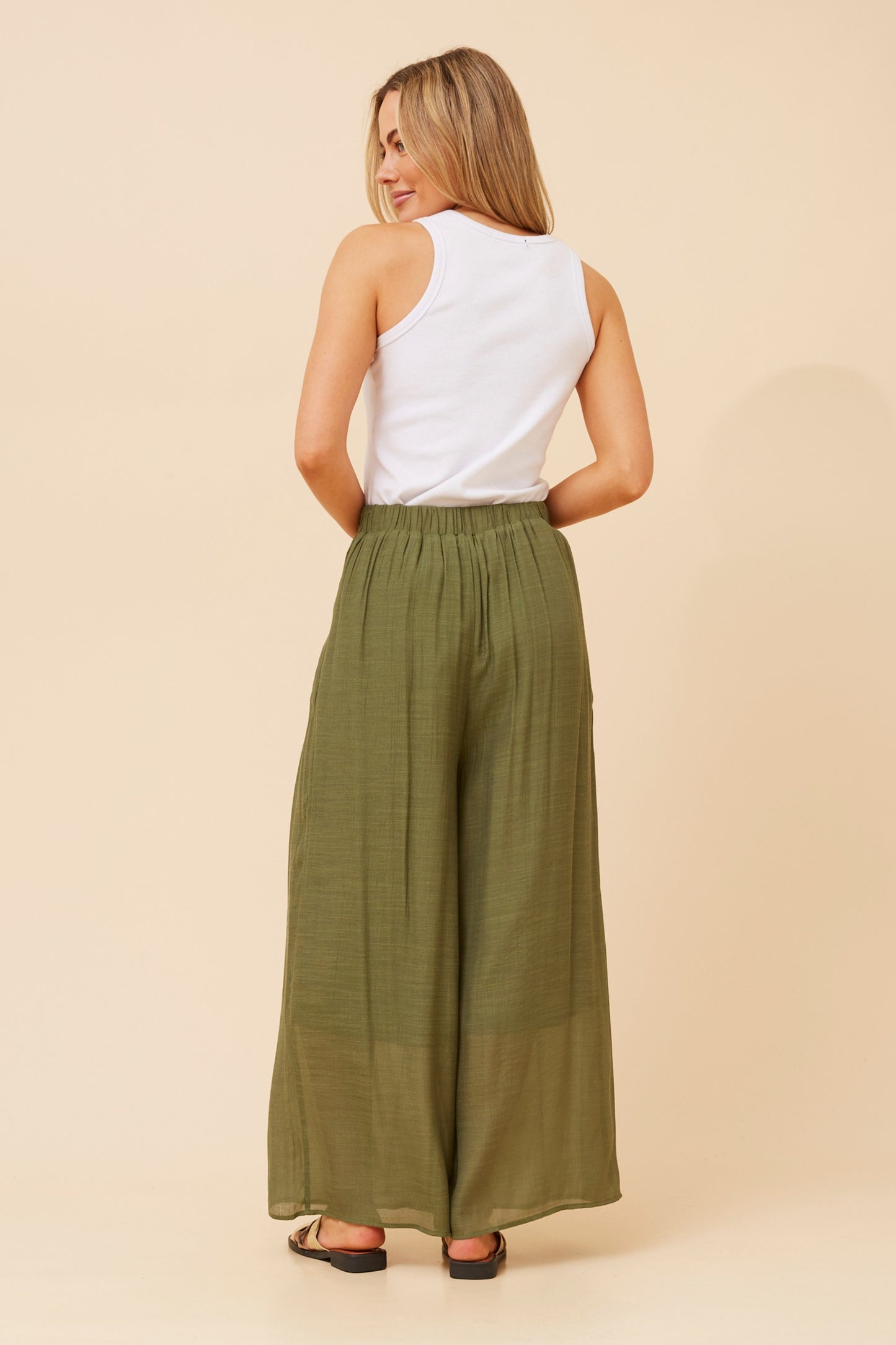 Azura Front Pleat Wide Leg Pant P735060 Khaki