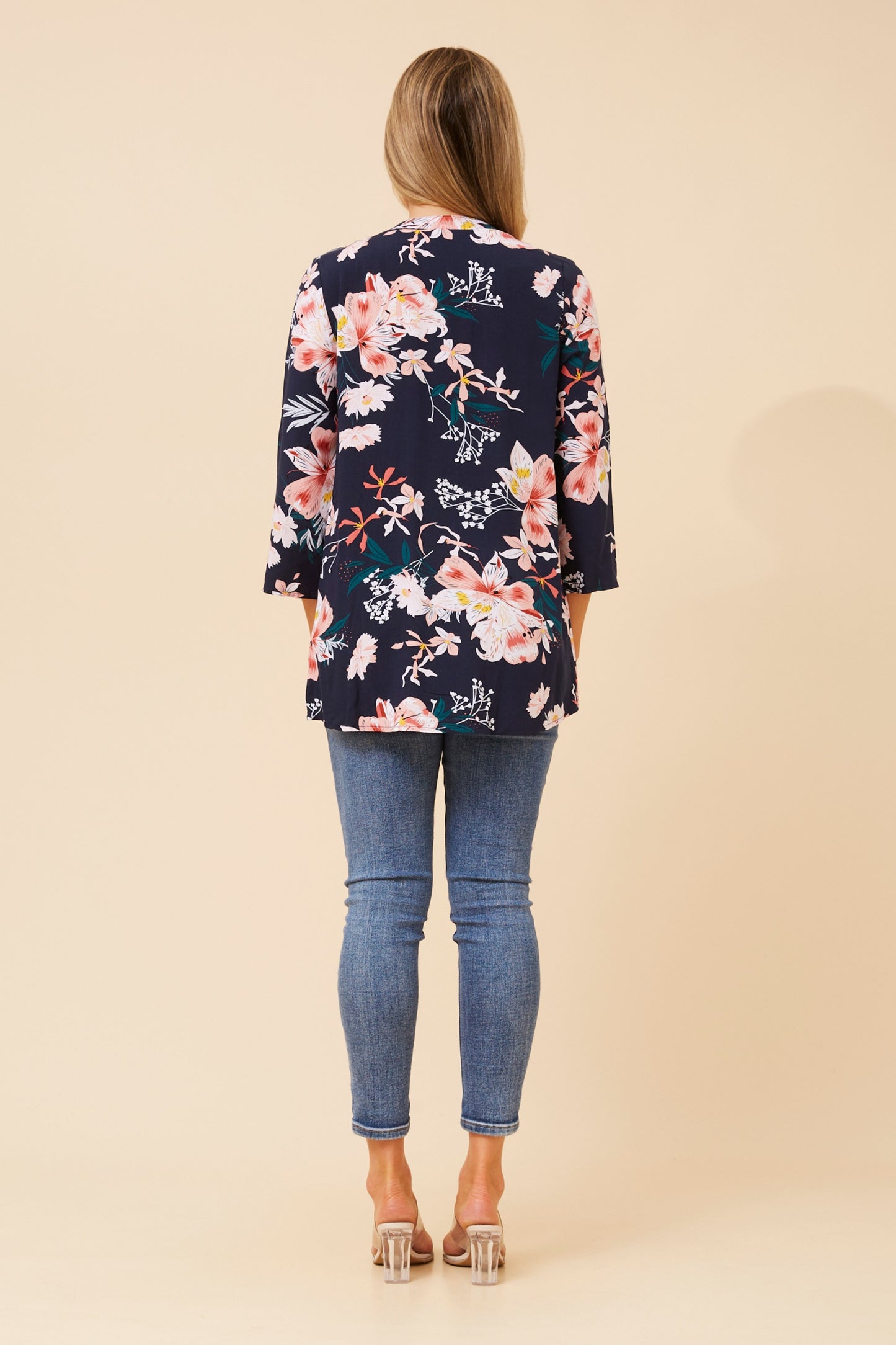 Edie Floral Print Top T515446 Navy