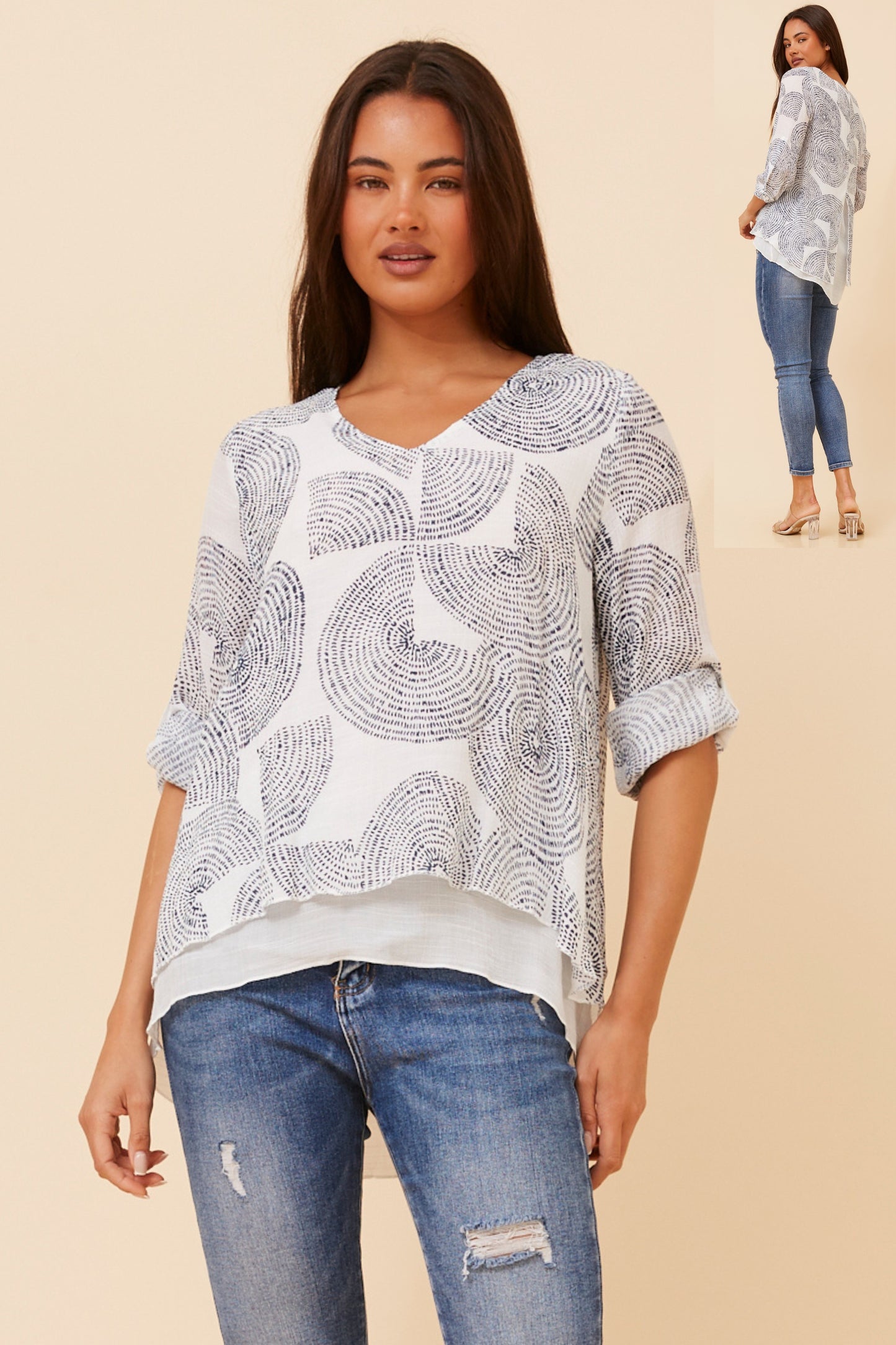 Leon Double Layer Top T733054 Navy