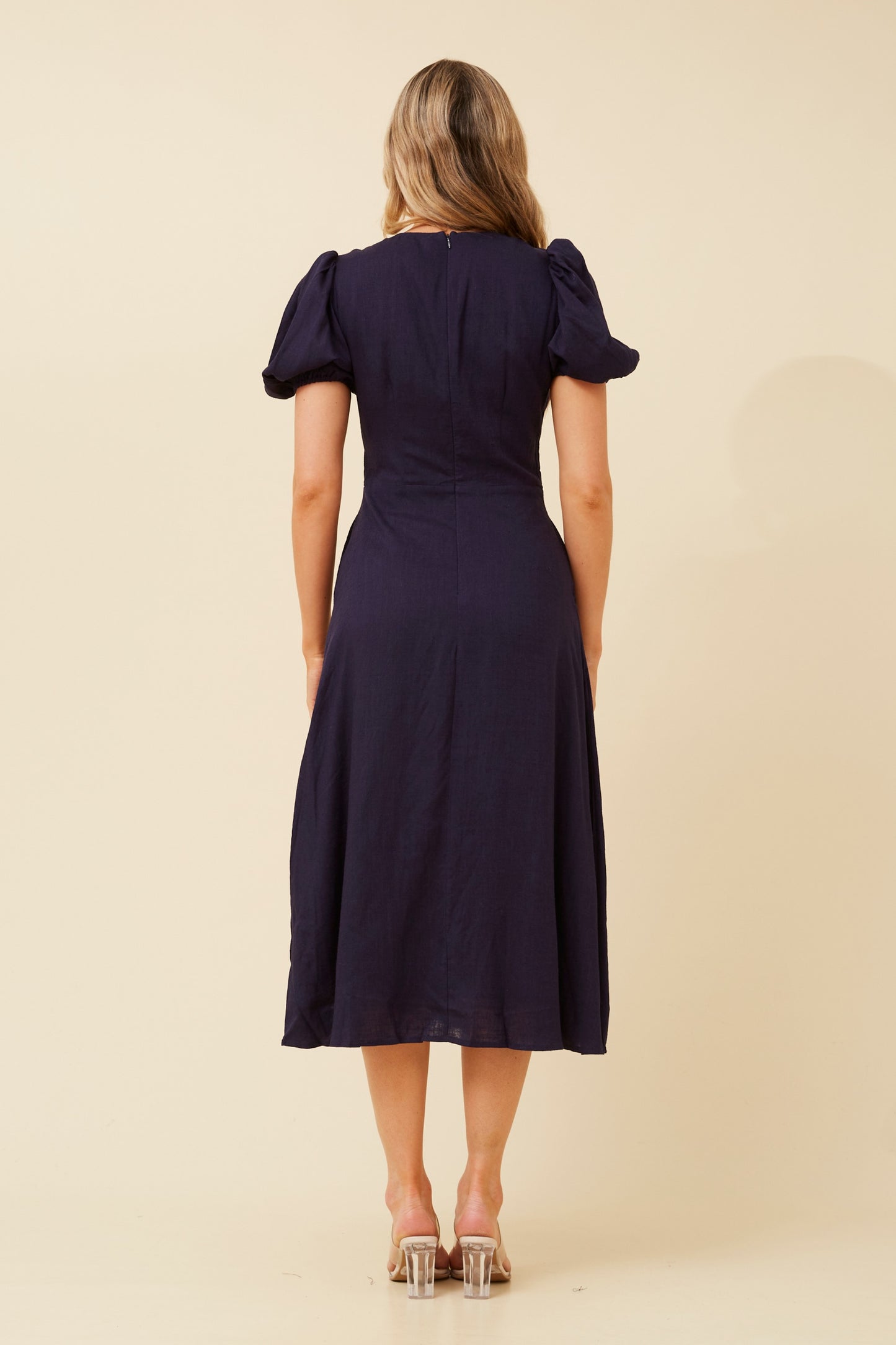Jasper Linen Midi Dress D521421 Navy