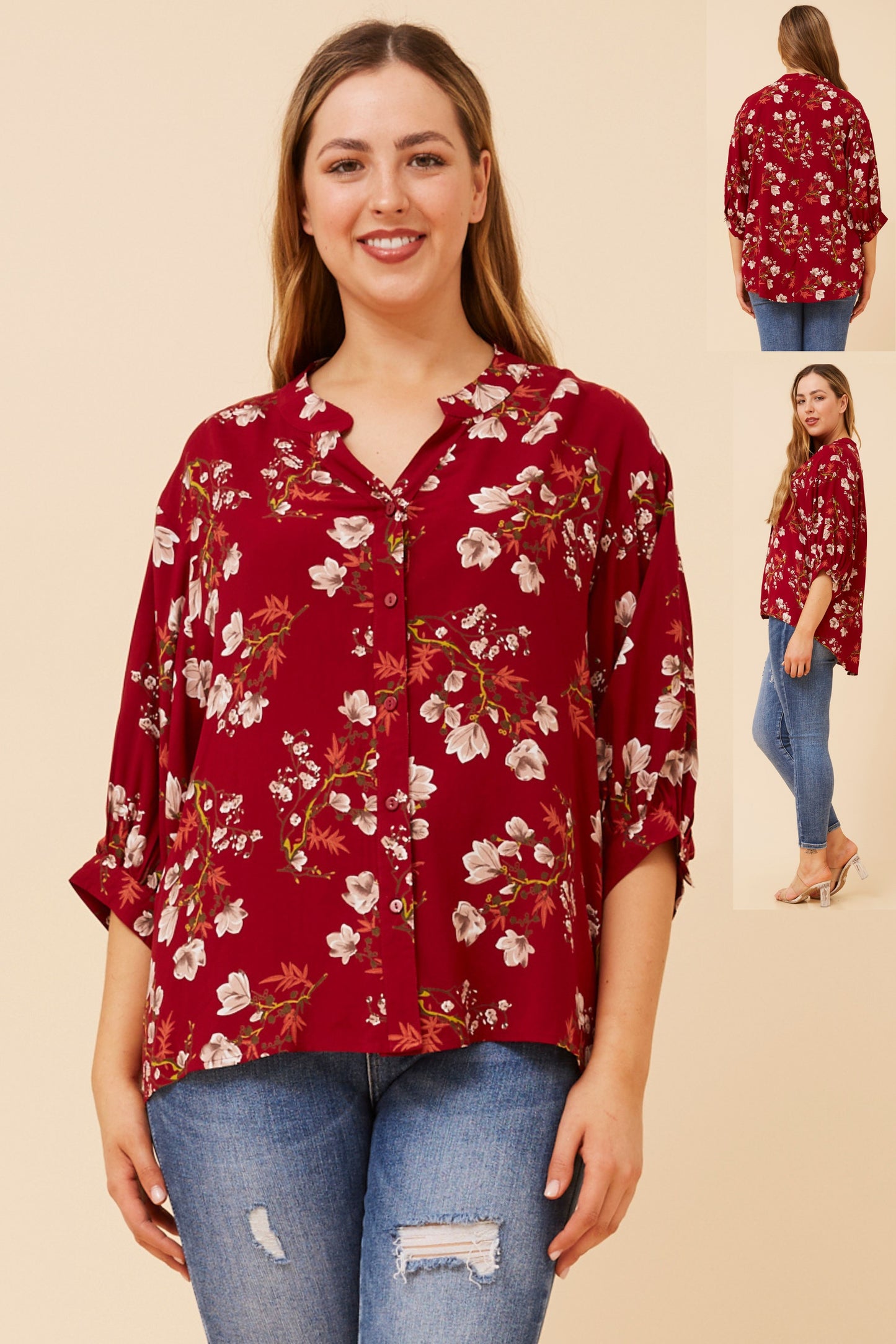 Rosa Floral Print Shirt- T525929 Multi Red