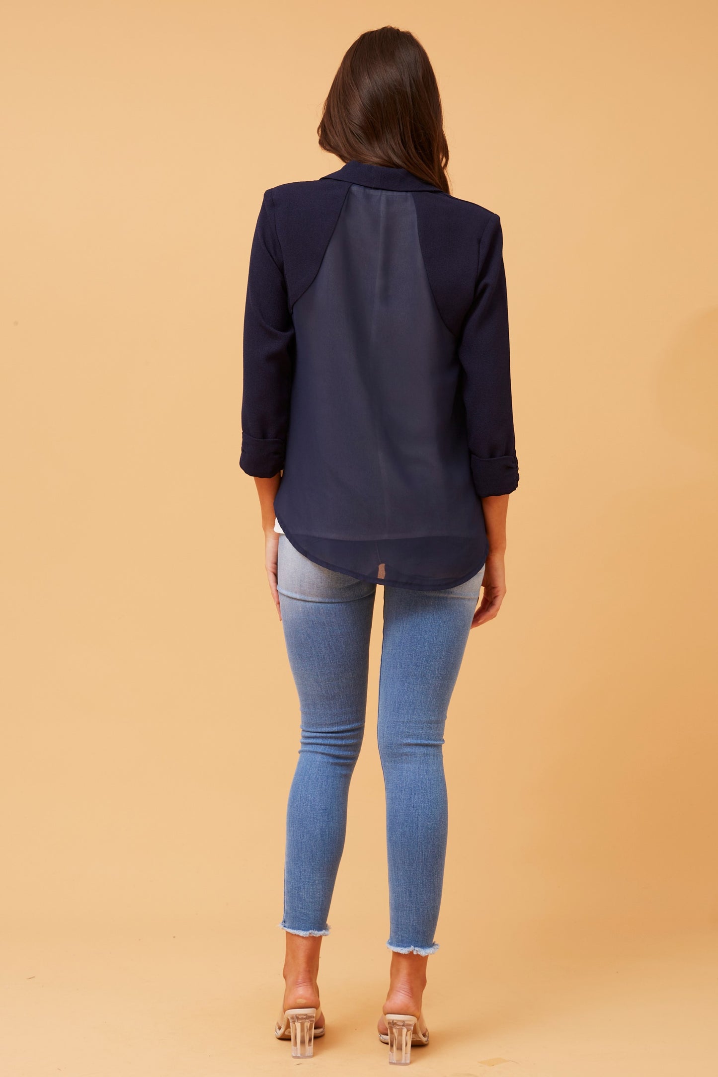 Alesa Sheer back Blazer Jacket Navy J505947