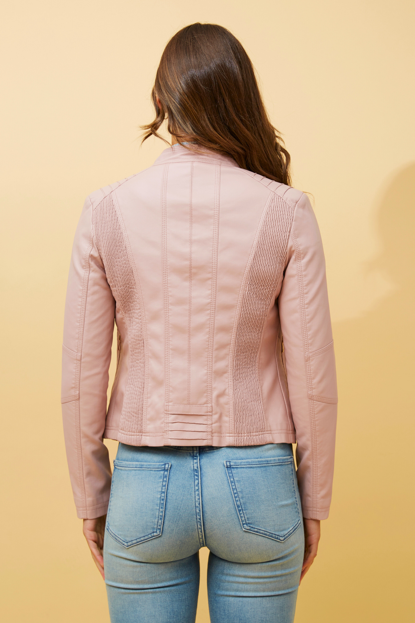 Leather Biker Jacket Pink J508609