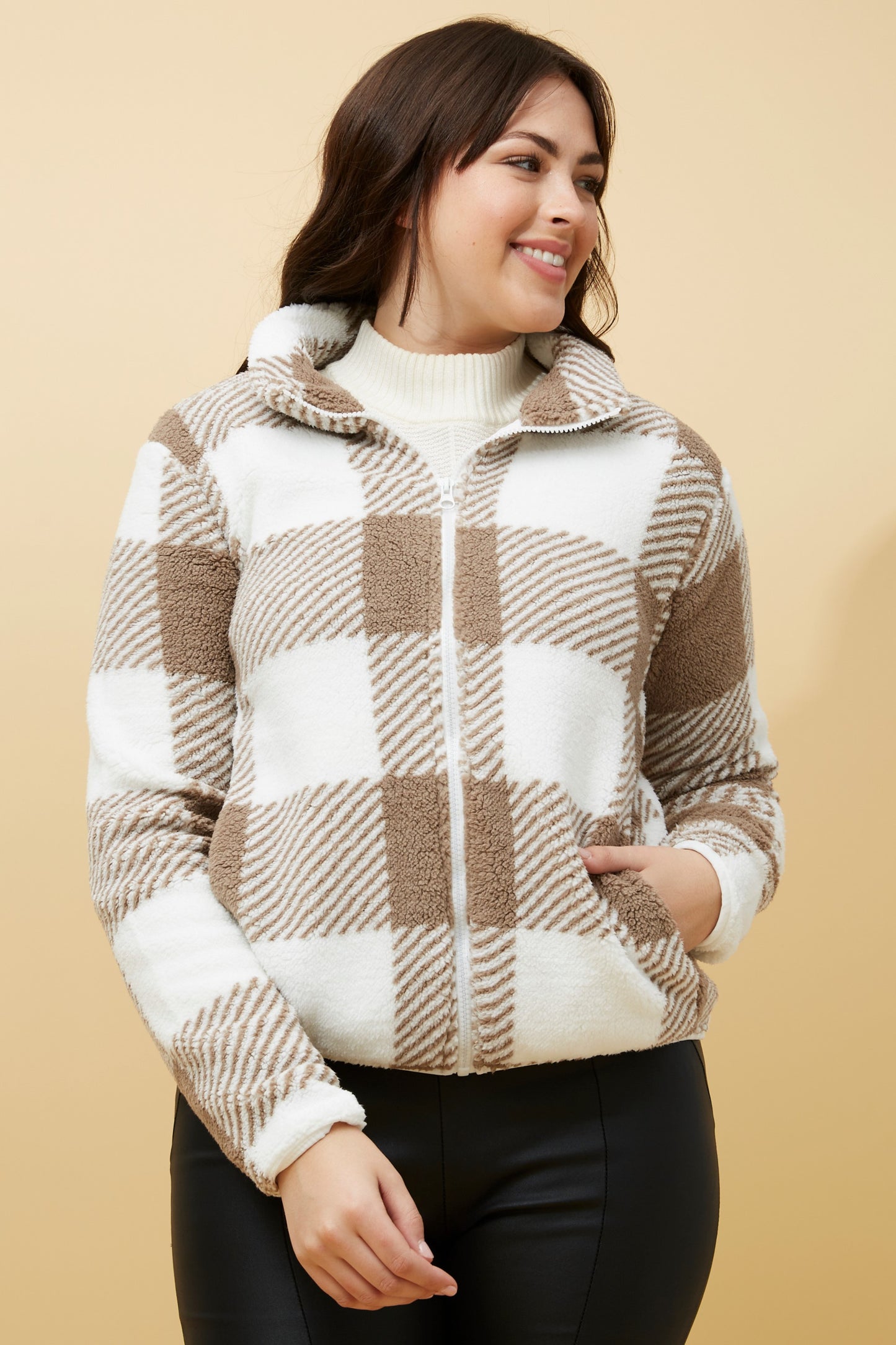 Alex Check Teddy Faux Jacket J510321