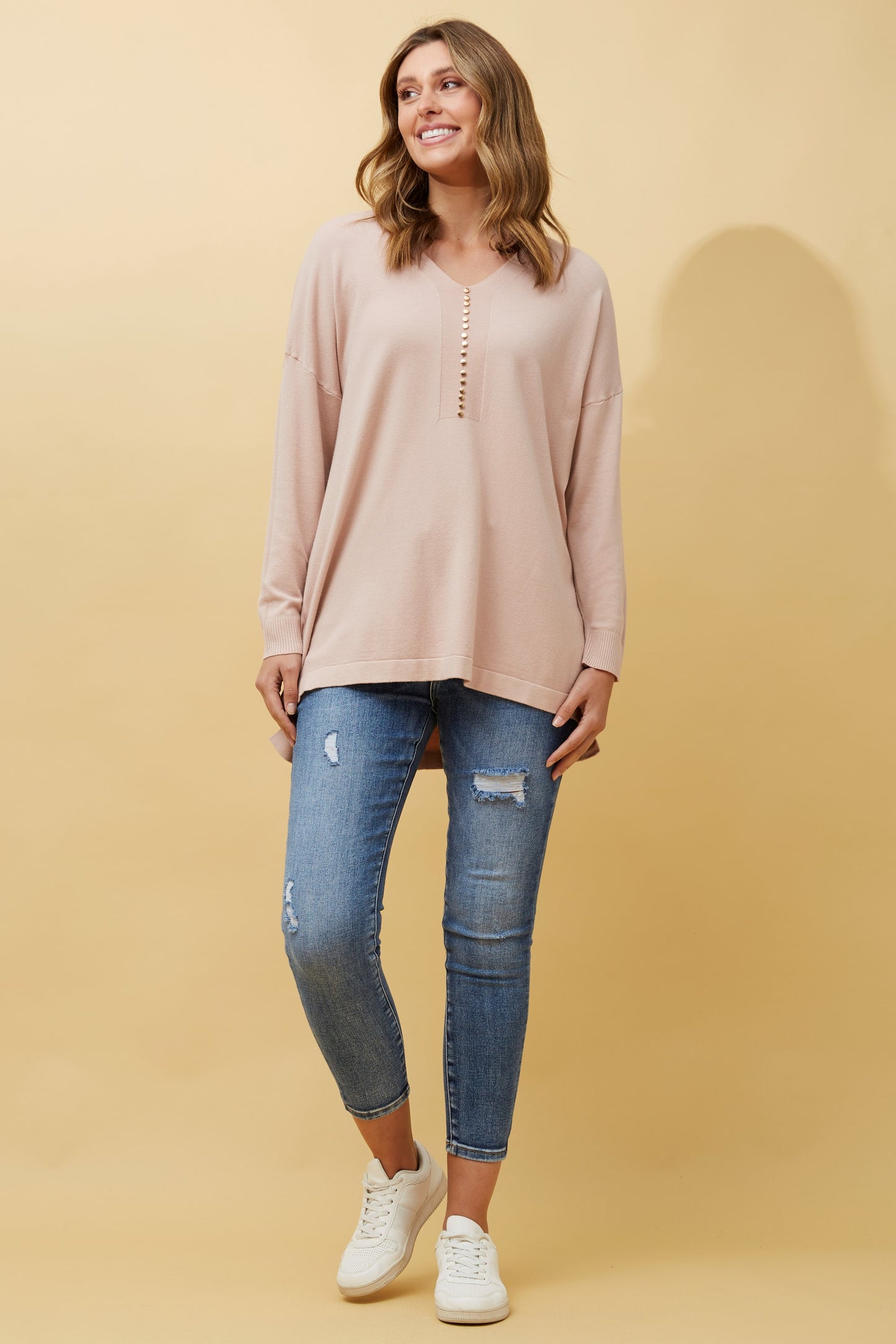 Carson Long Sleeves Button Detail Pullover KP732107