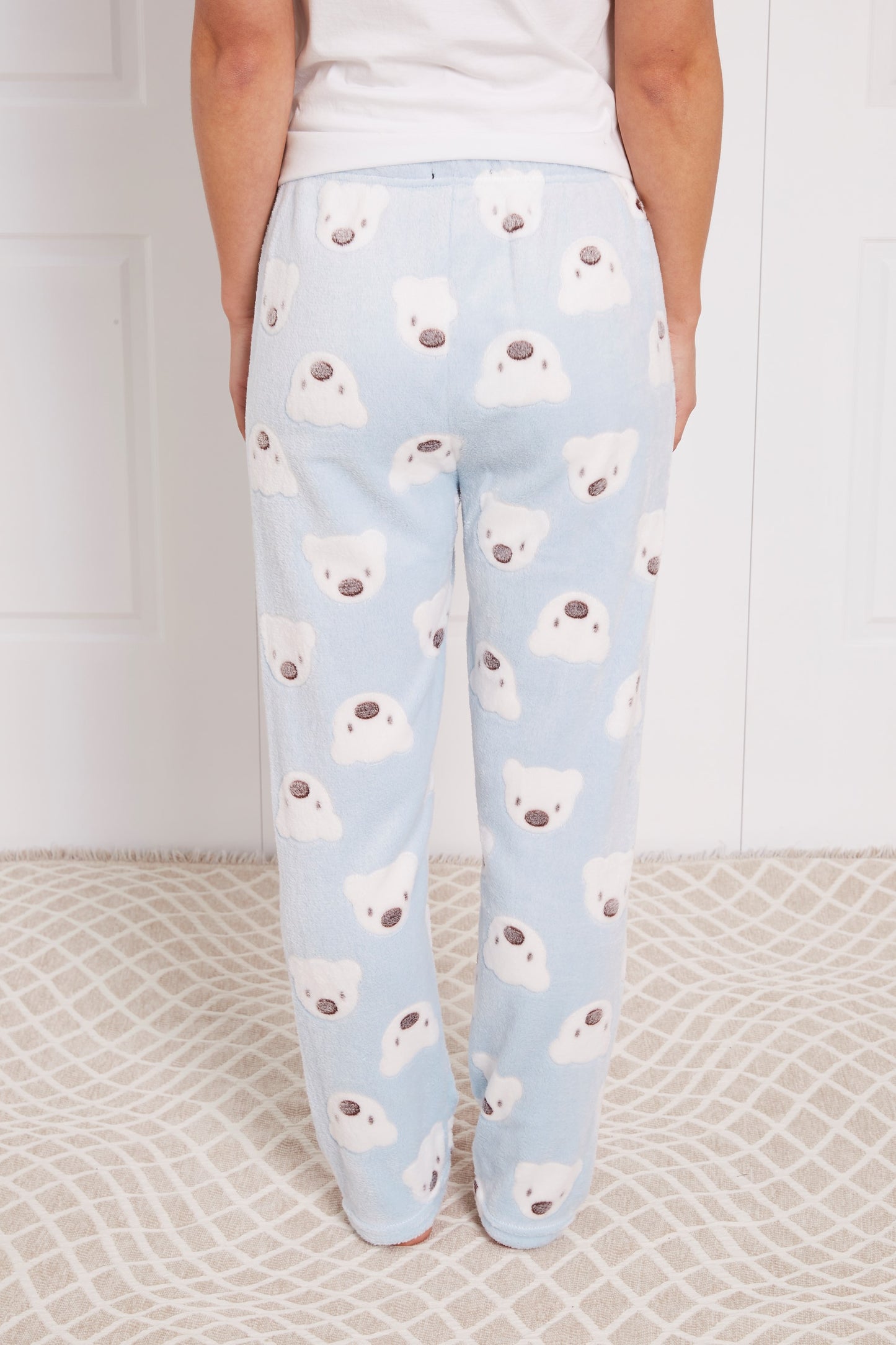 Teddy Print Fluffy Pyjama Light Blue Pant P514324
