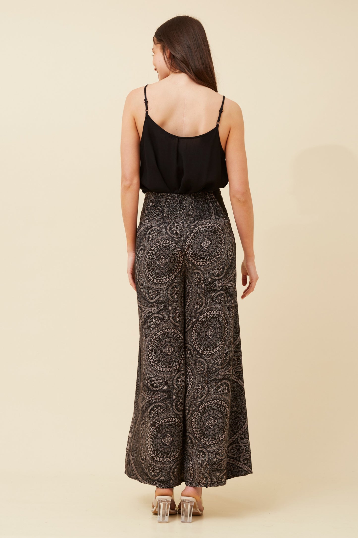 Elephant Printed Pant P520839- Black