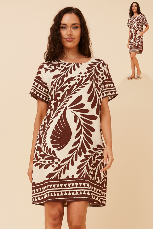 Serra Floral Printed Dress D736593 Multi Chocolate