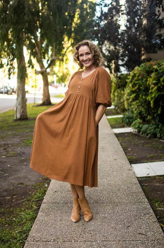 Bonnie Linen Dress 38839 Tan