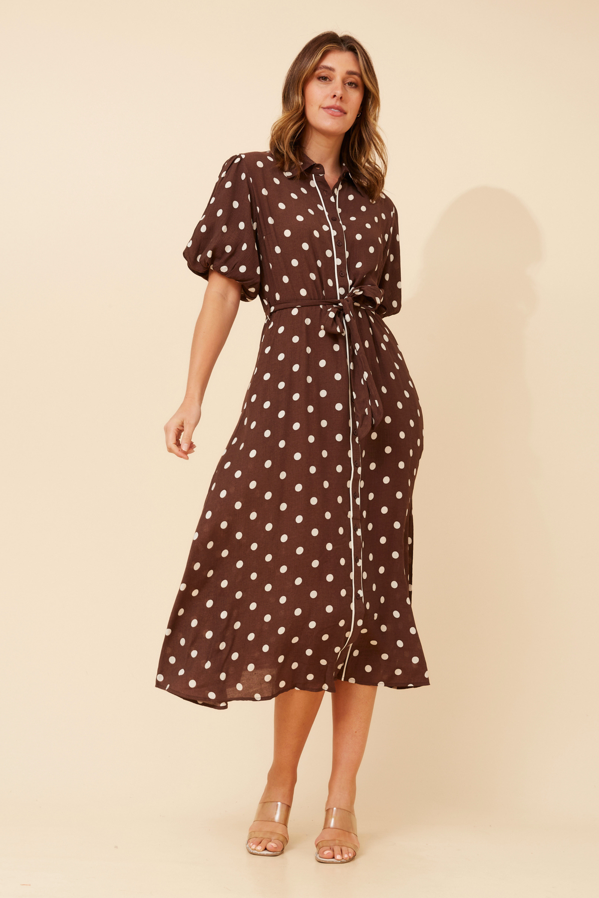 Rosse Polka Dot Dress D736436 Chocolate